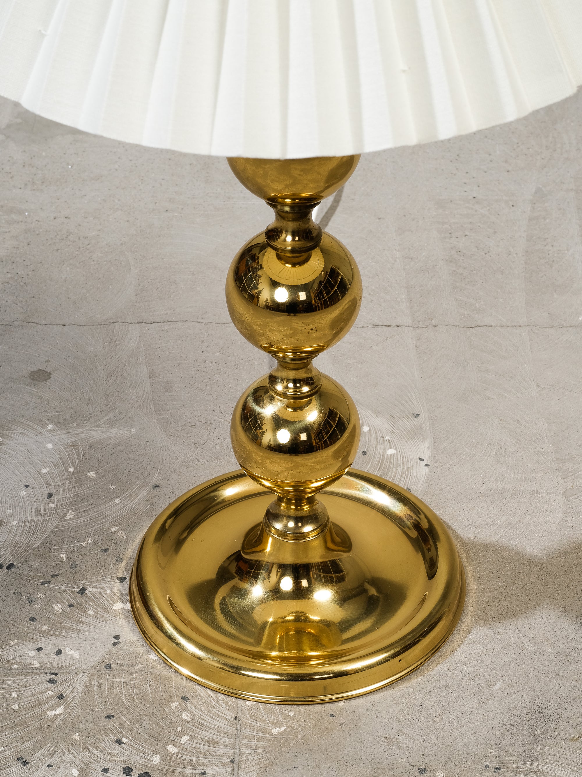 Mid-Century Swedish Brass Table Lamp with Pleated Shade