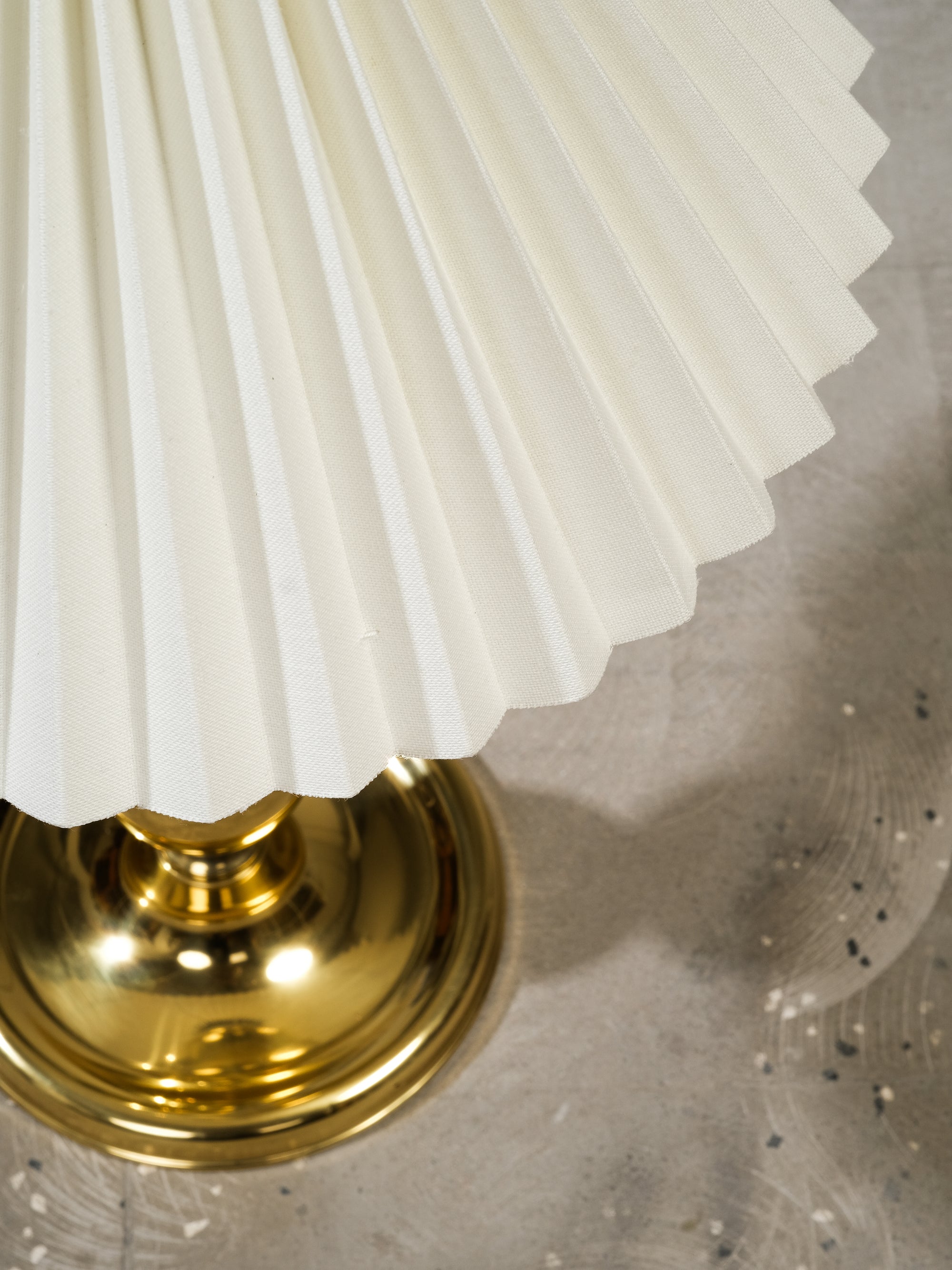 Mid-Century Swedish Brass Table Lamp with Pleated Shade