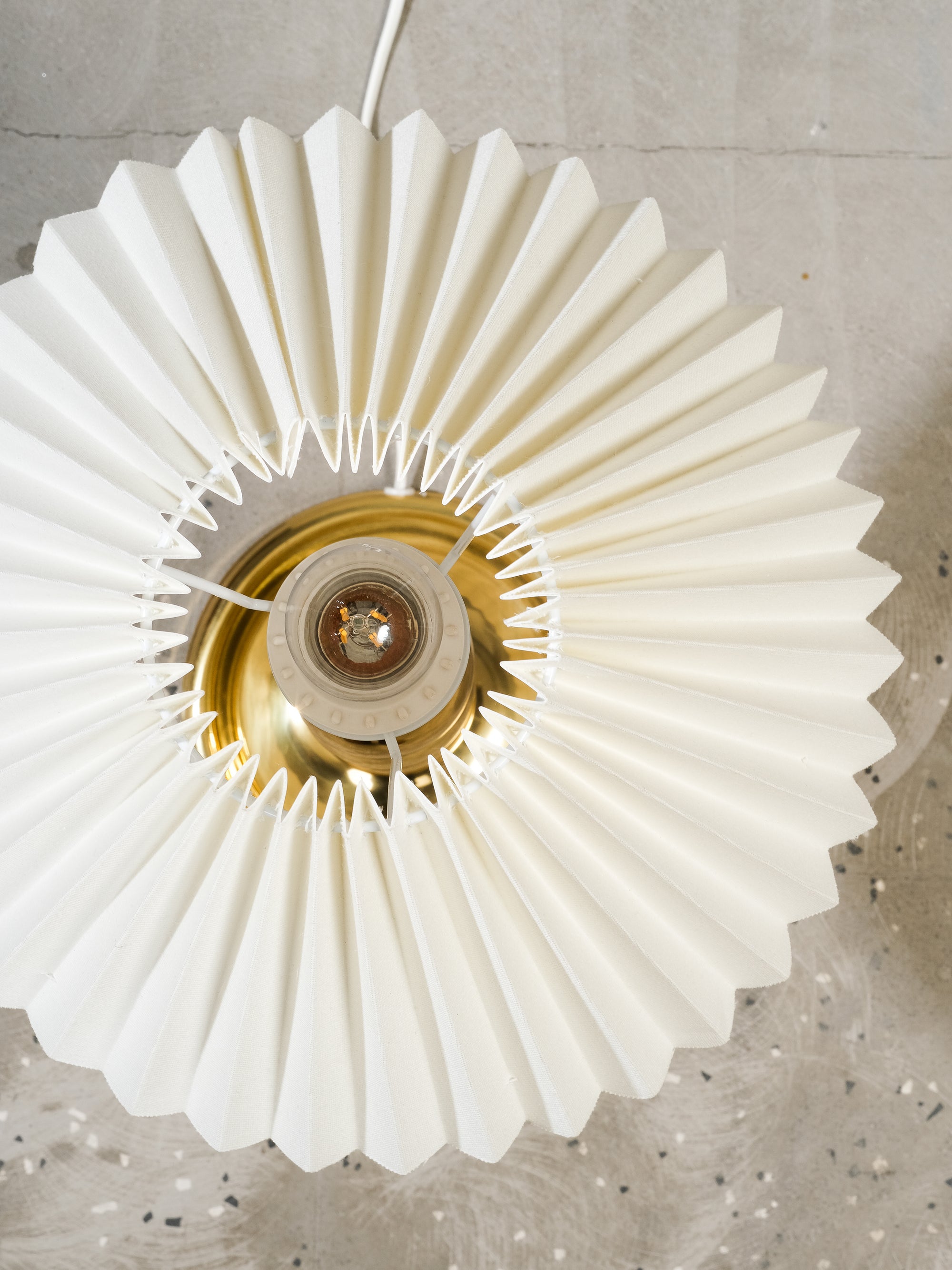 Mid-Century Swedish Brass Table Lamp with Pleated Shade