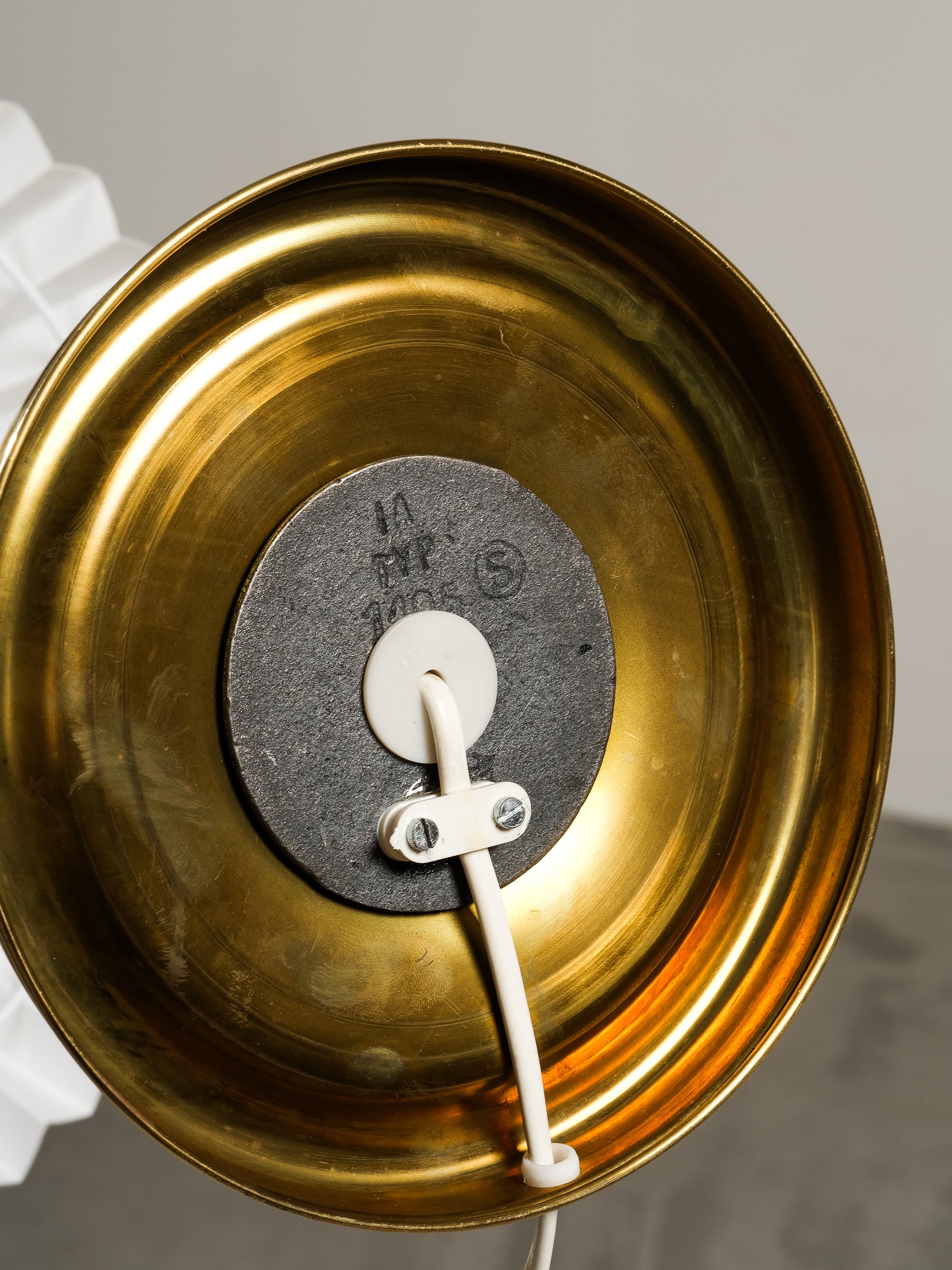 Mid-Century Swedish Brass Table Lamp with Pleated Shade
