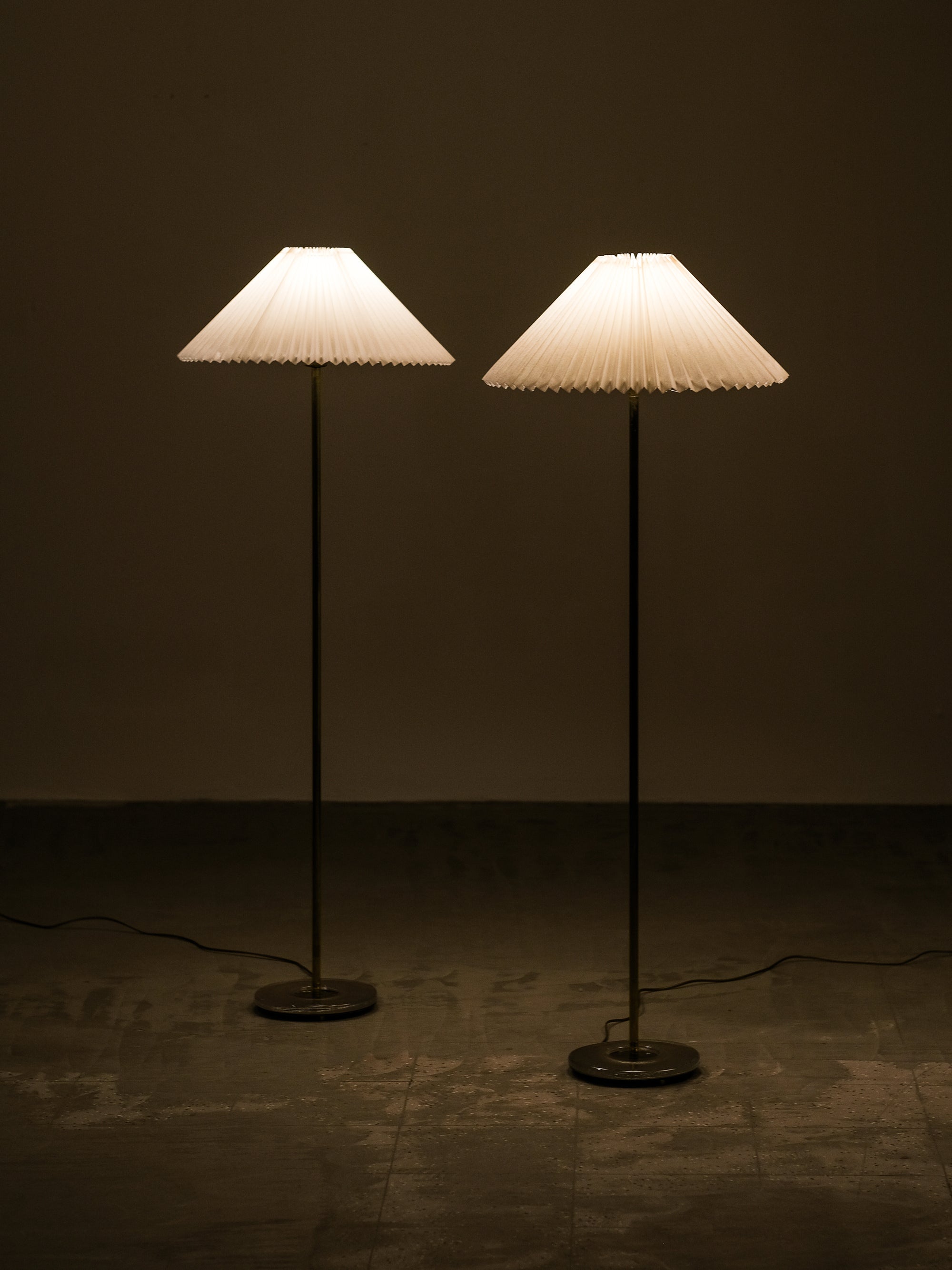 Pair of Mid-Century Modern Swedish Brass & Glass Floor Lamps, 1960s