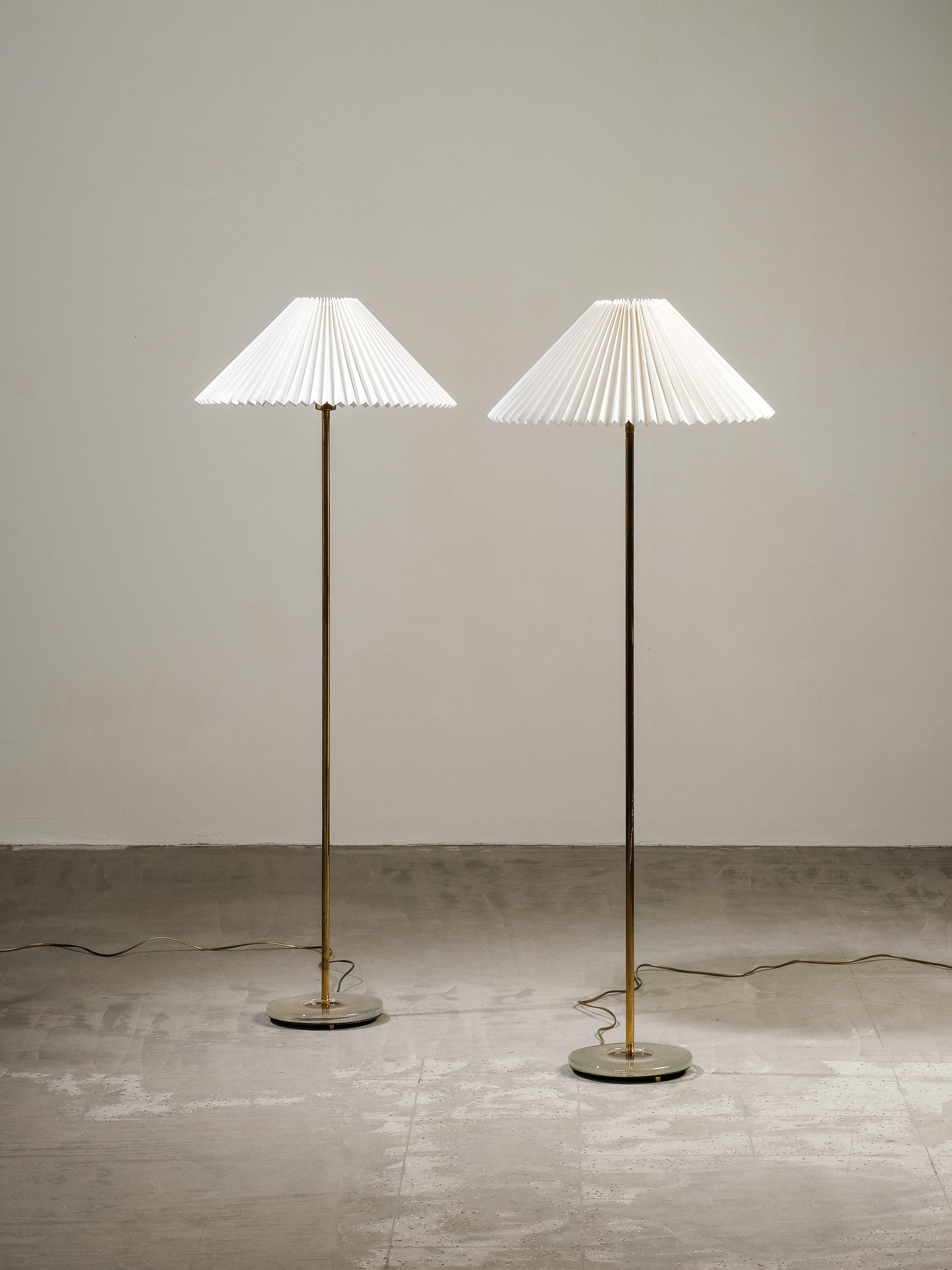 Pair of Mid-Century Modern Swedish Brass & Glass Floor Lamps, 1960s