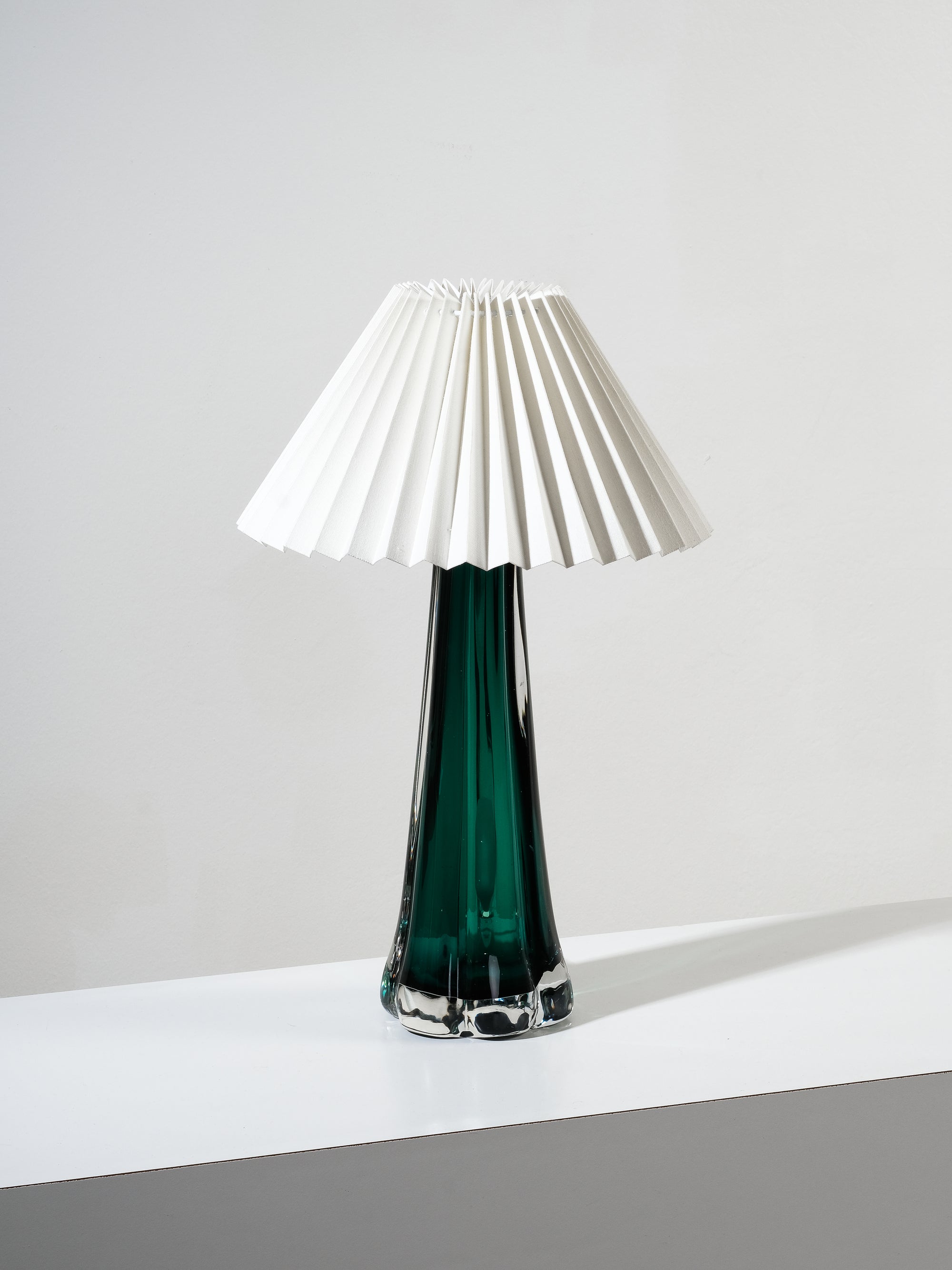Swedish Mid-Century Green Glass Table Lamp by Kosta Elarmatur