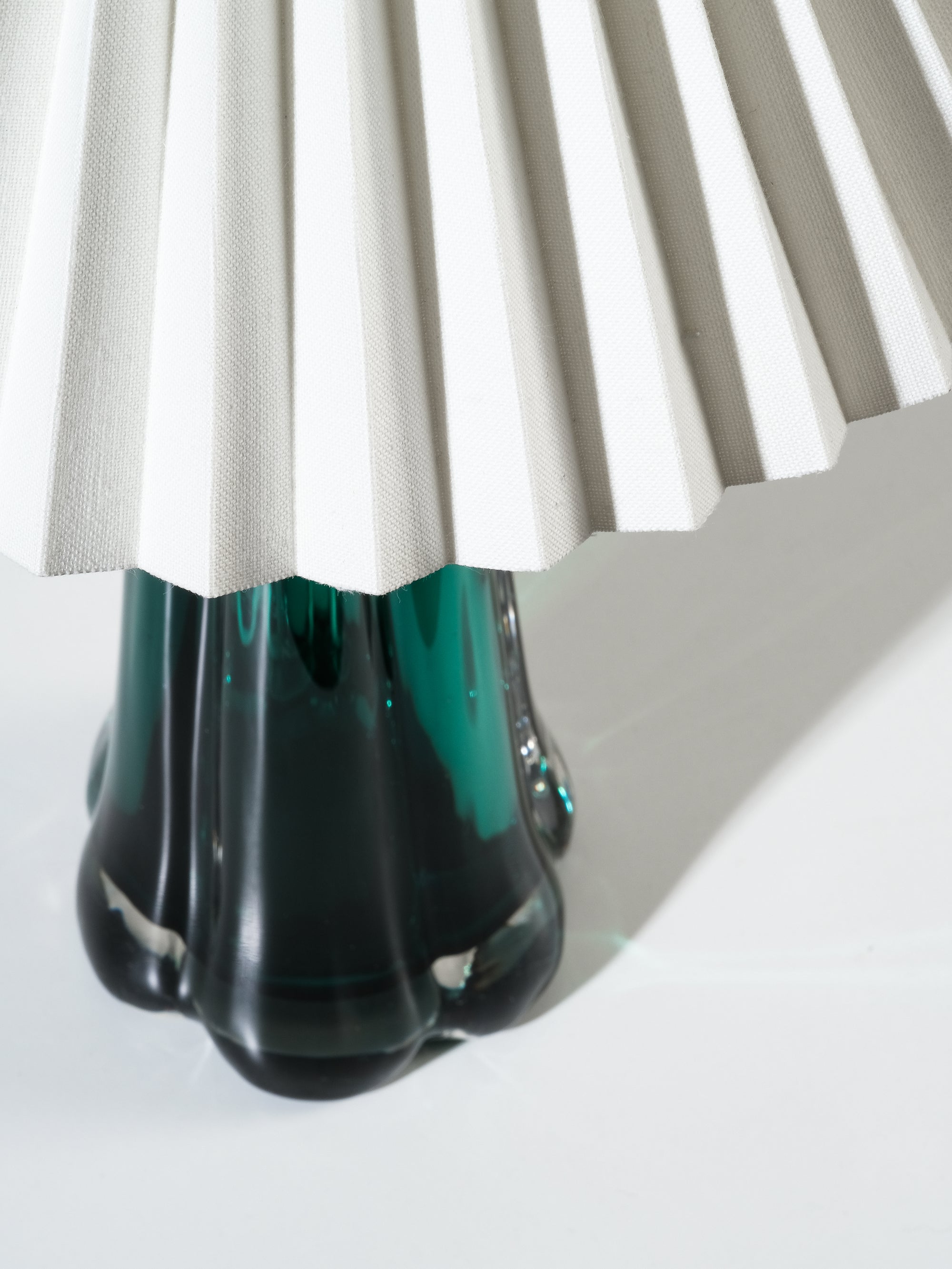 Swedish Mid-Century Green Glass Table Lamp by Kosta Elarmatur