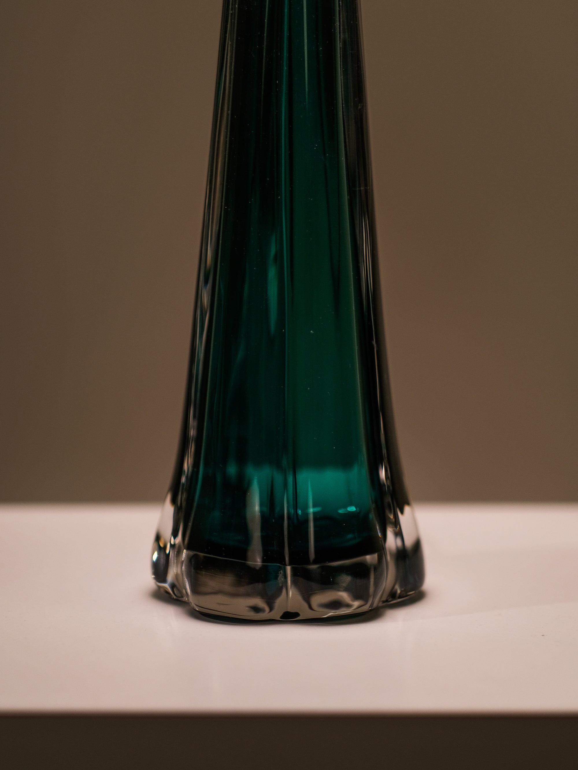 Swedish Mid-Century Green Glass Table Lamp by Kosta Elarmatur