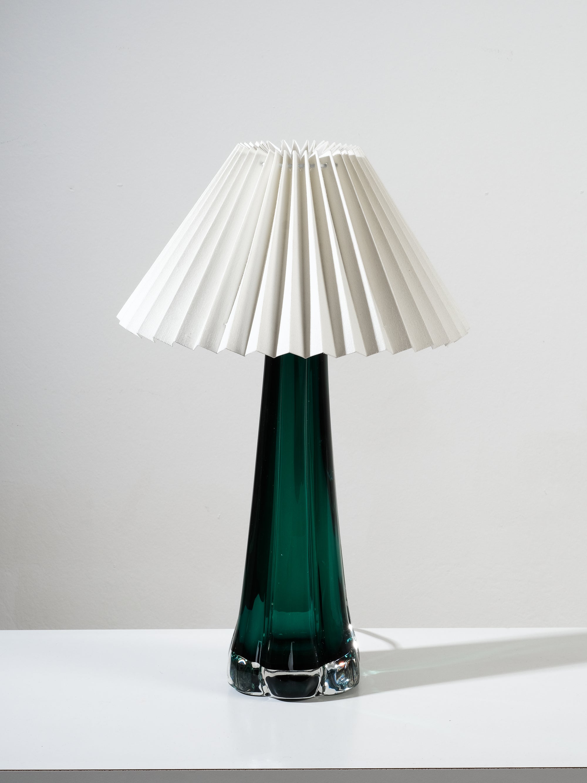 Swedish Mid-Century Green Glass Table Lamp by Kosta Elarmatur