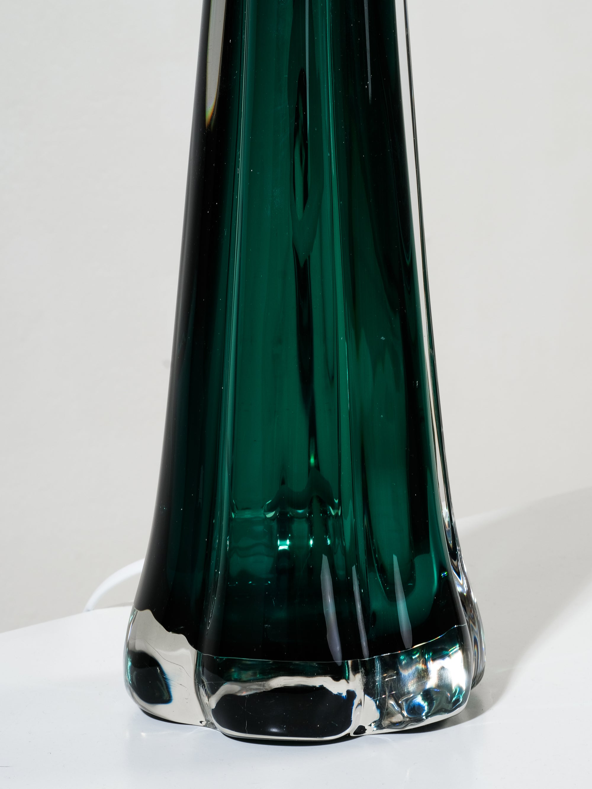 Swedish Mid-Century Green Glass Table Lamp by Kosta Elarmatur