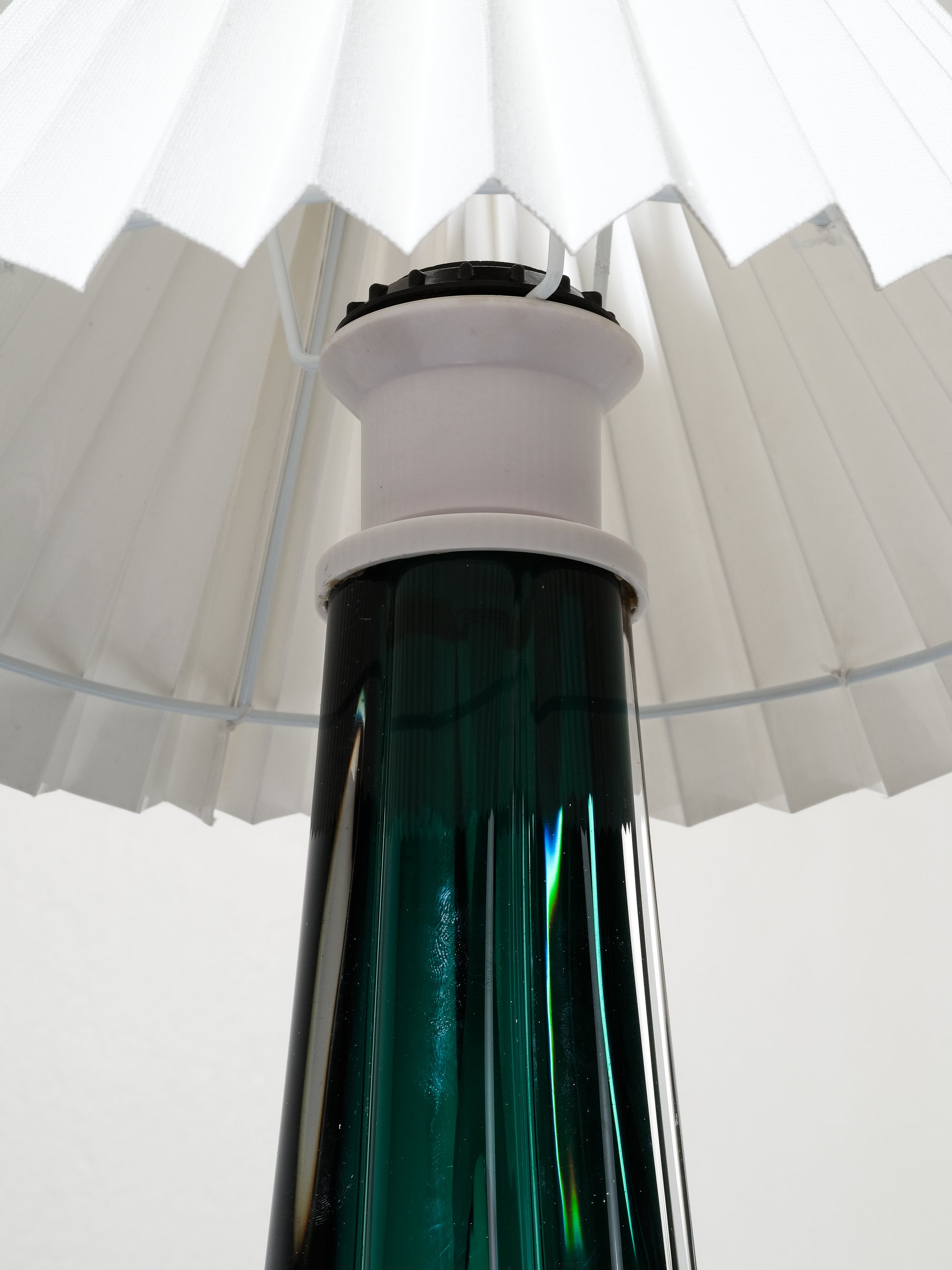 Swedish Mid-Century Green Glass Table Lamp by Kosta Elarmatur