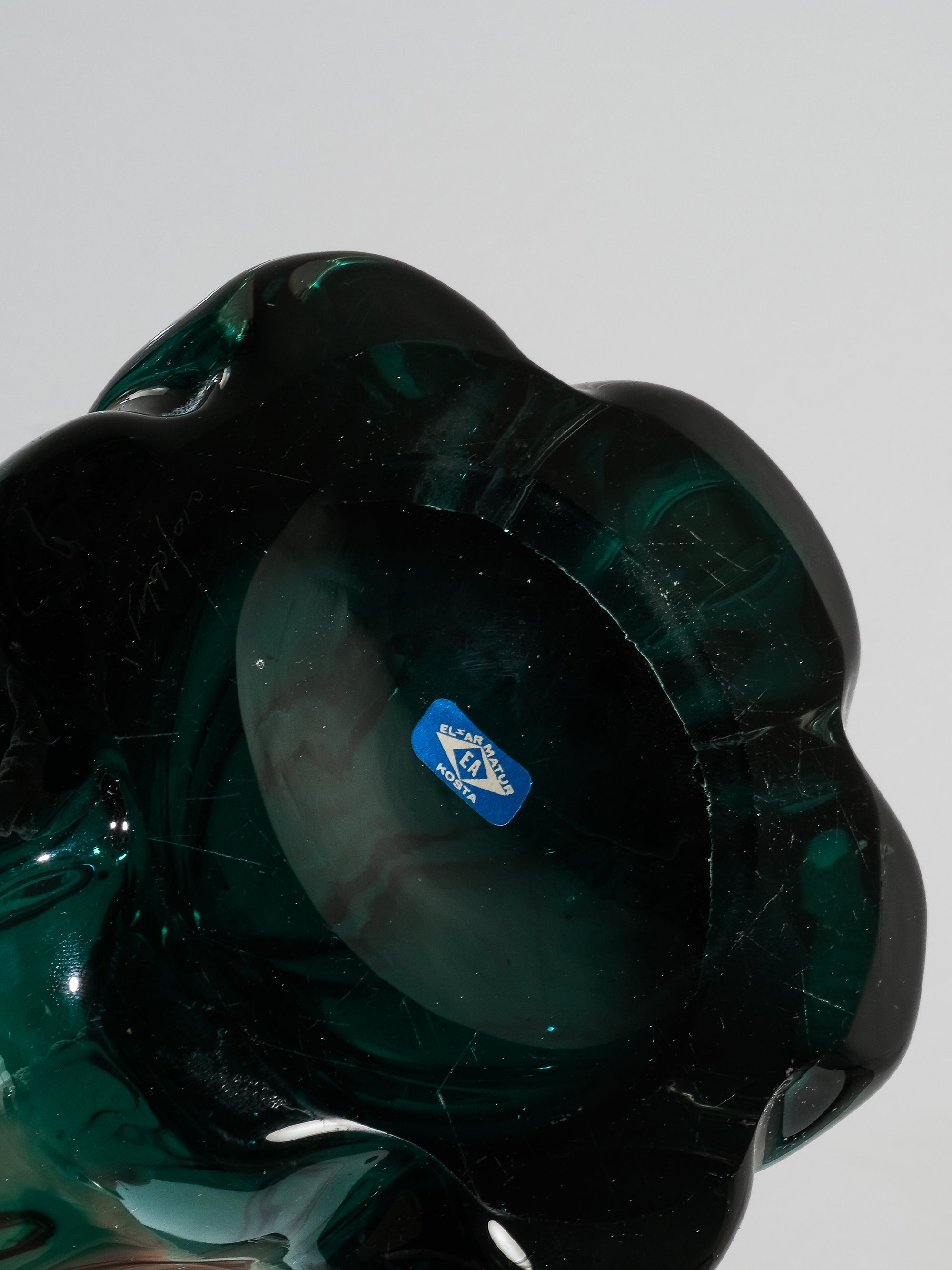 Swedish Mid-Century Green Glass Table Lamp by Kosta Elarmatur