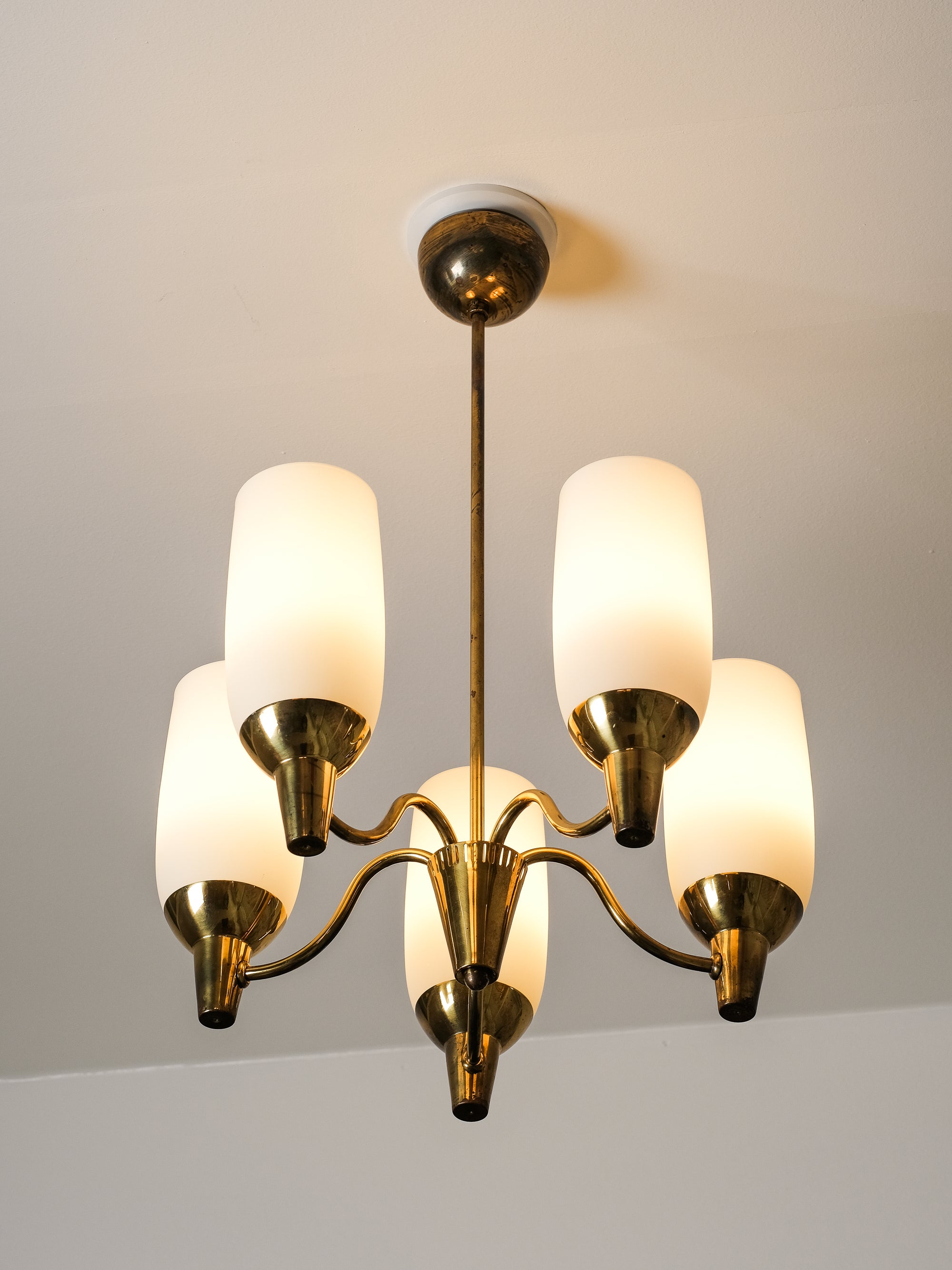 Brass Chandelier Model "51168" by Mauri Almari for Idman Oy, Finland, 1950s