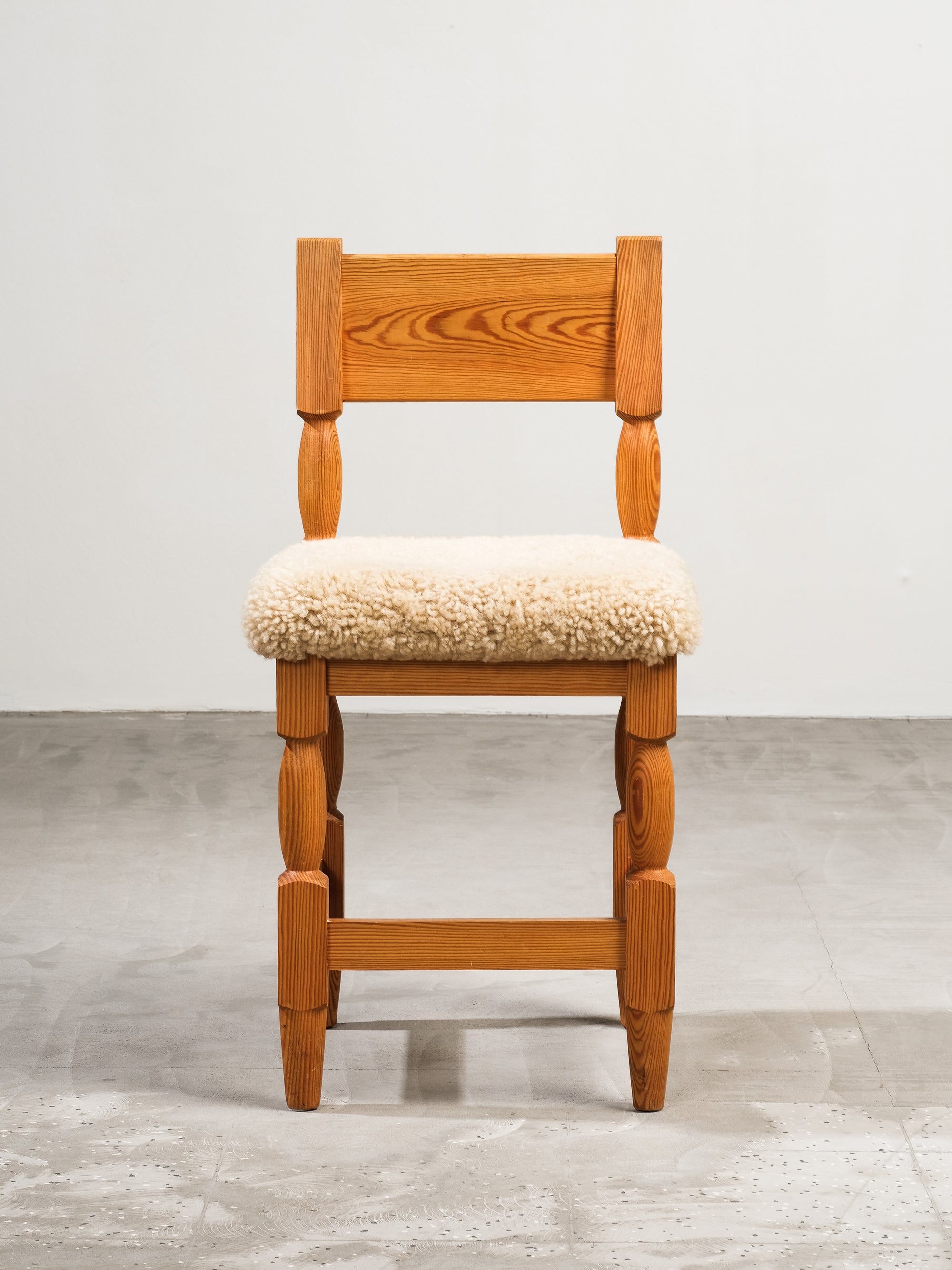 Scandinavian Mid-Century Dining Chairs in Pine and Sheepskin, Set of 6
