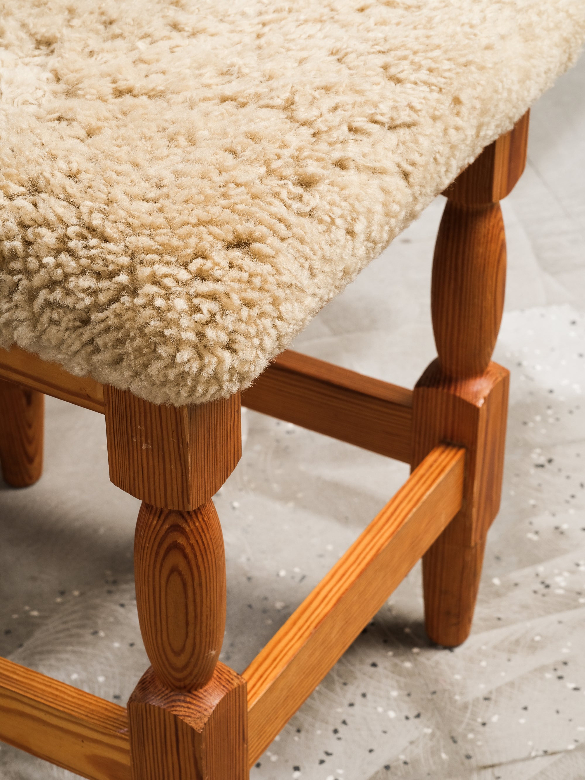 Scandinavian Mid-Century Dining Chairs in Pine and Sheepskin, Set of 6