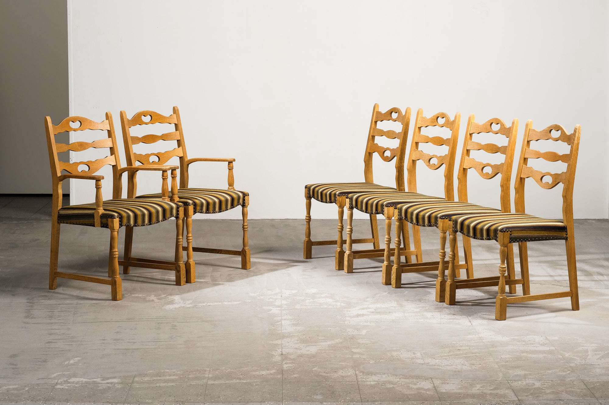 Mid-Century Oak Danish Dining Chairs by Henning Kjærnulf, Denmark, Set of 6