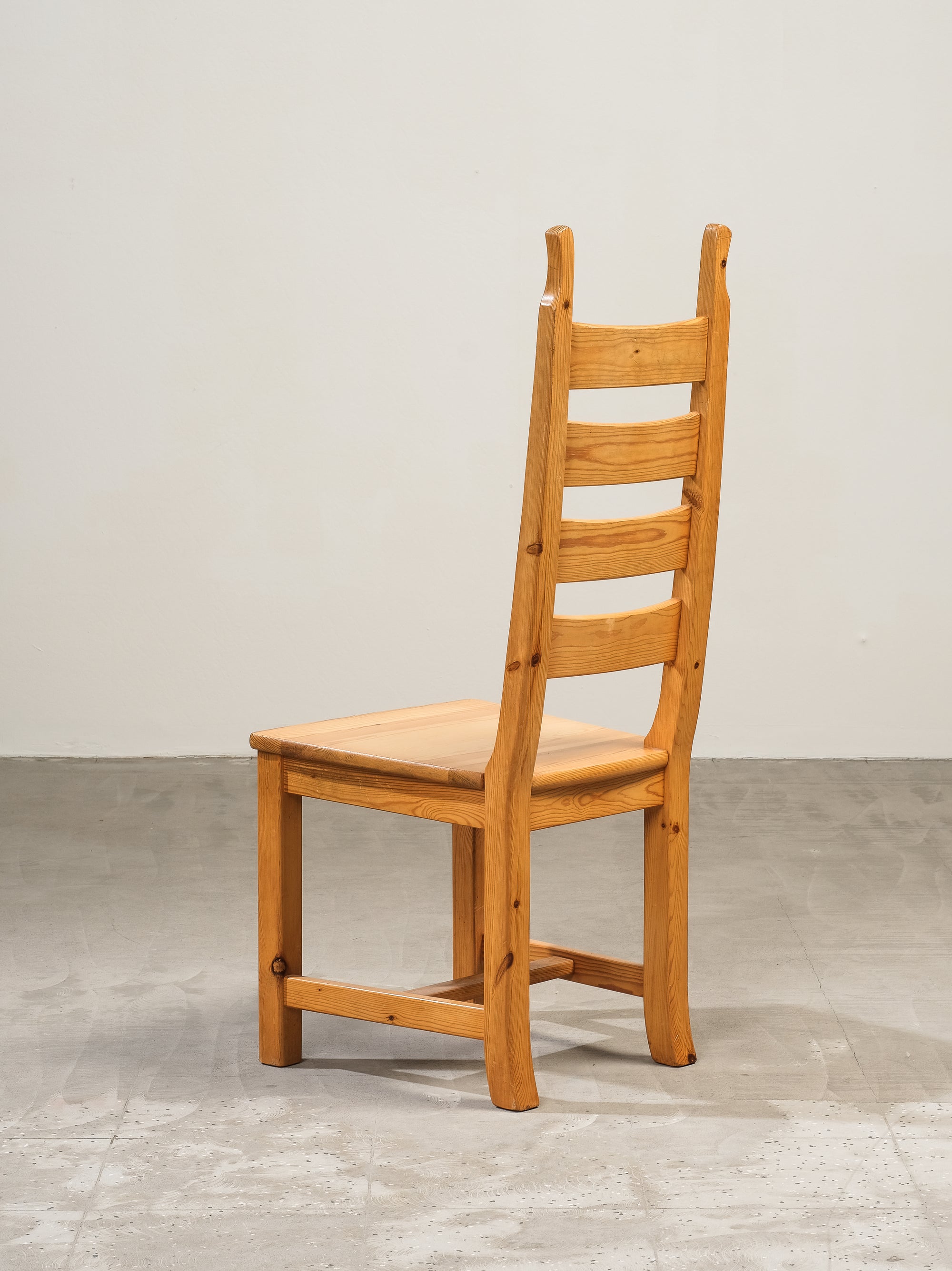 Swedish Ladder Back Dining Chairs in Solid Pine, 1970s, Set of 6
