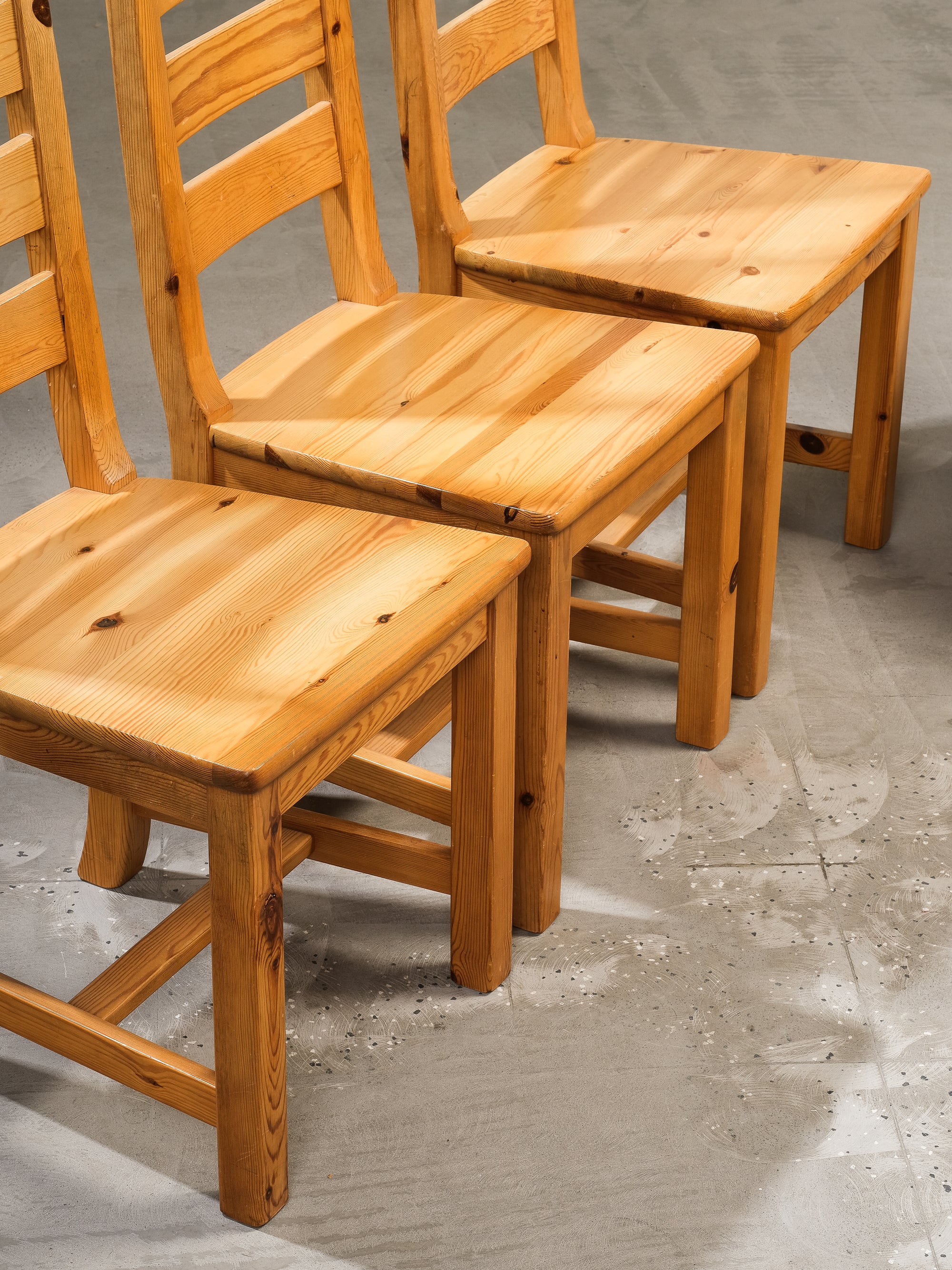 Swedish Ladder Back Dining Chairs in Solid Pine, 1970s, Set of 6