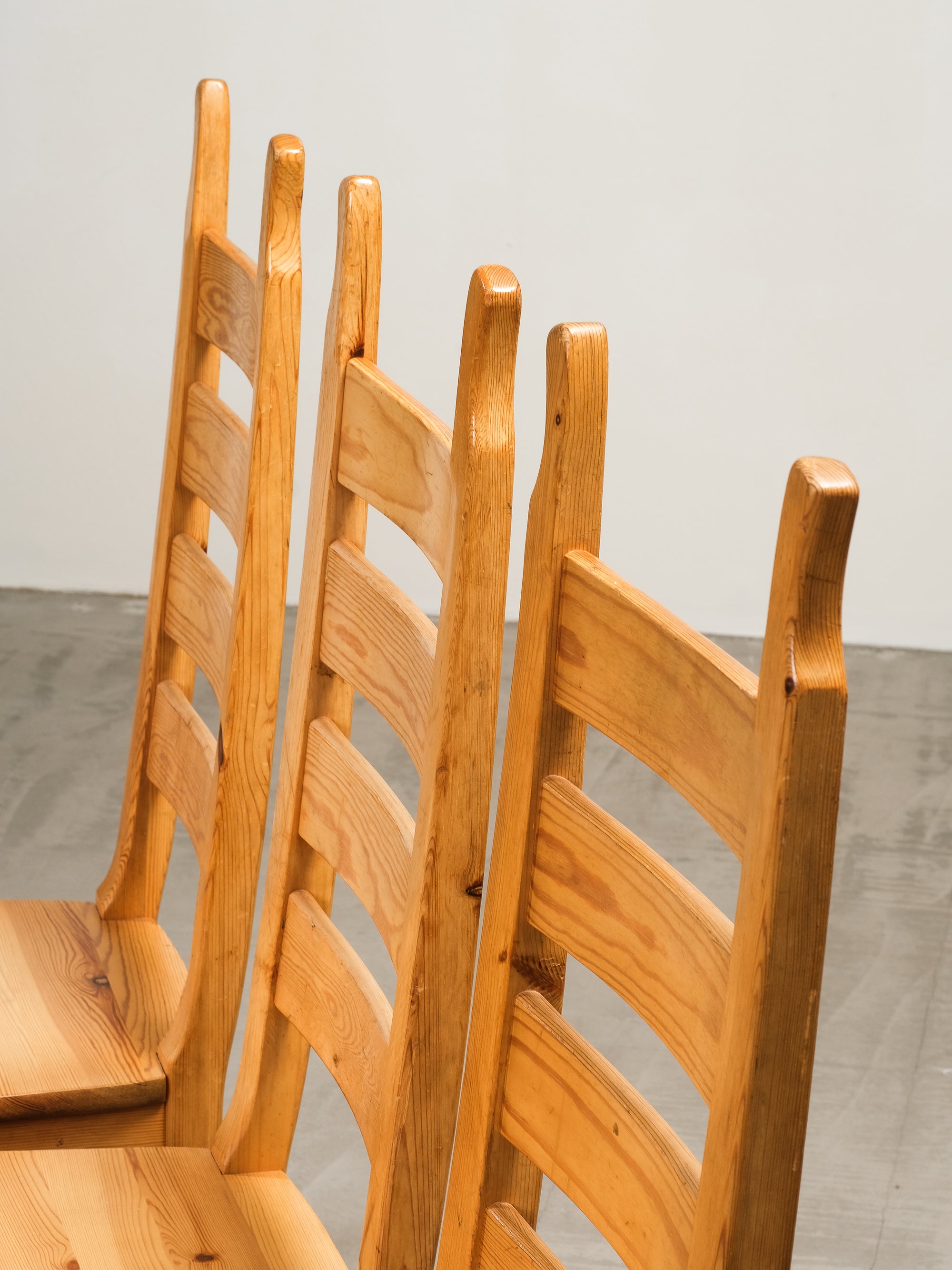 Swedish Ladder Back Dining Chairs in Solid Pine, 1970s, Set of 6