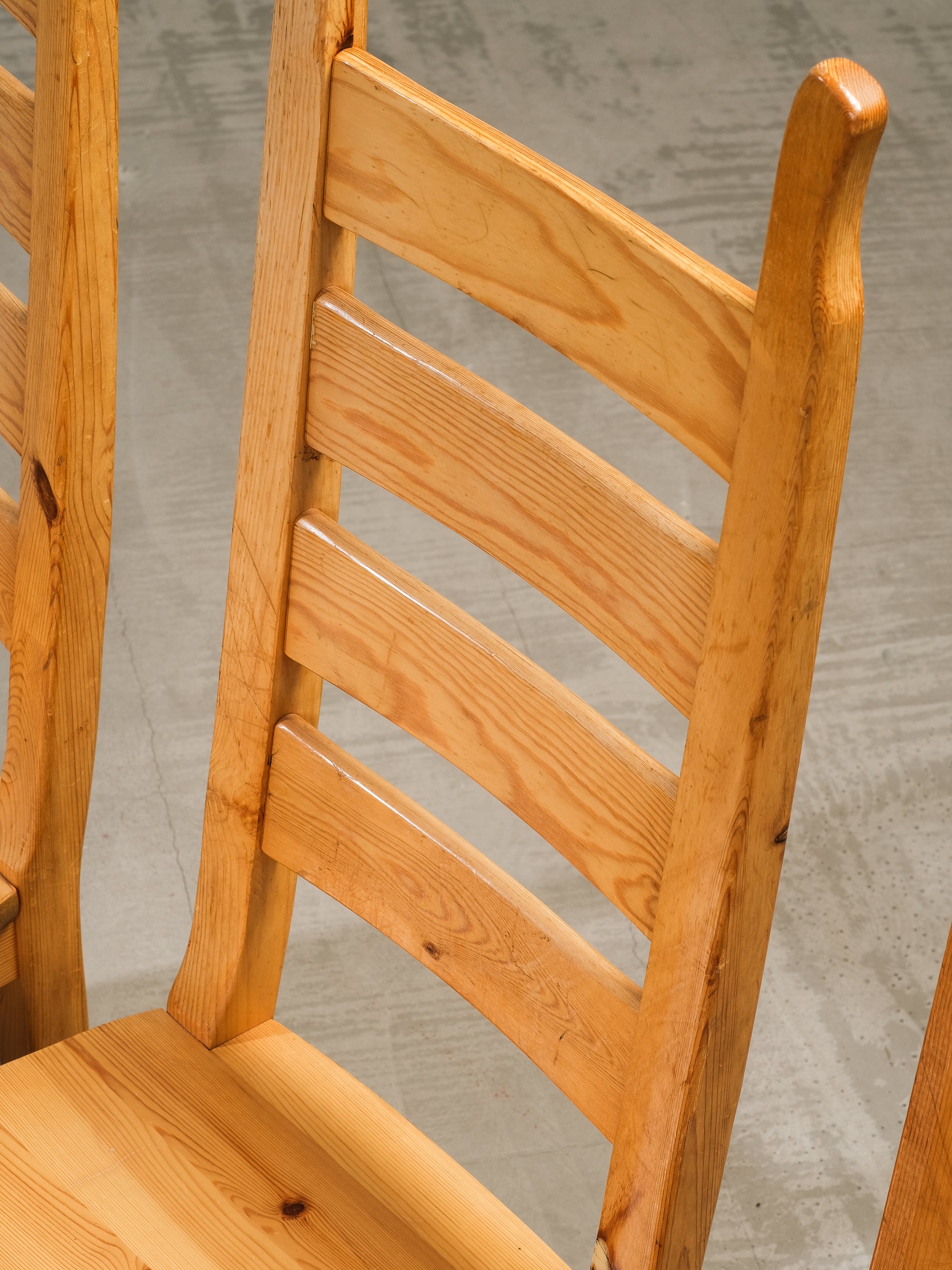 Swedish Ladder Back Dining Chairs in Solid Pine, 1970s, Set of 6