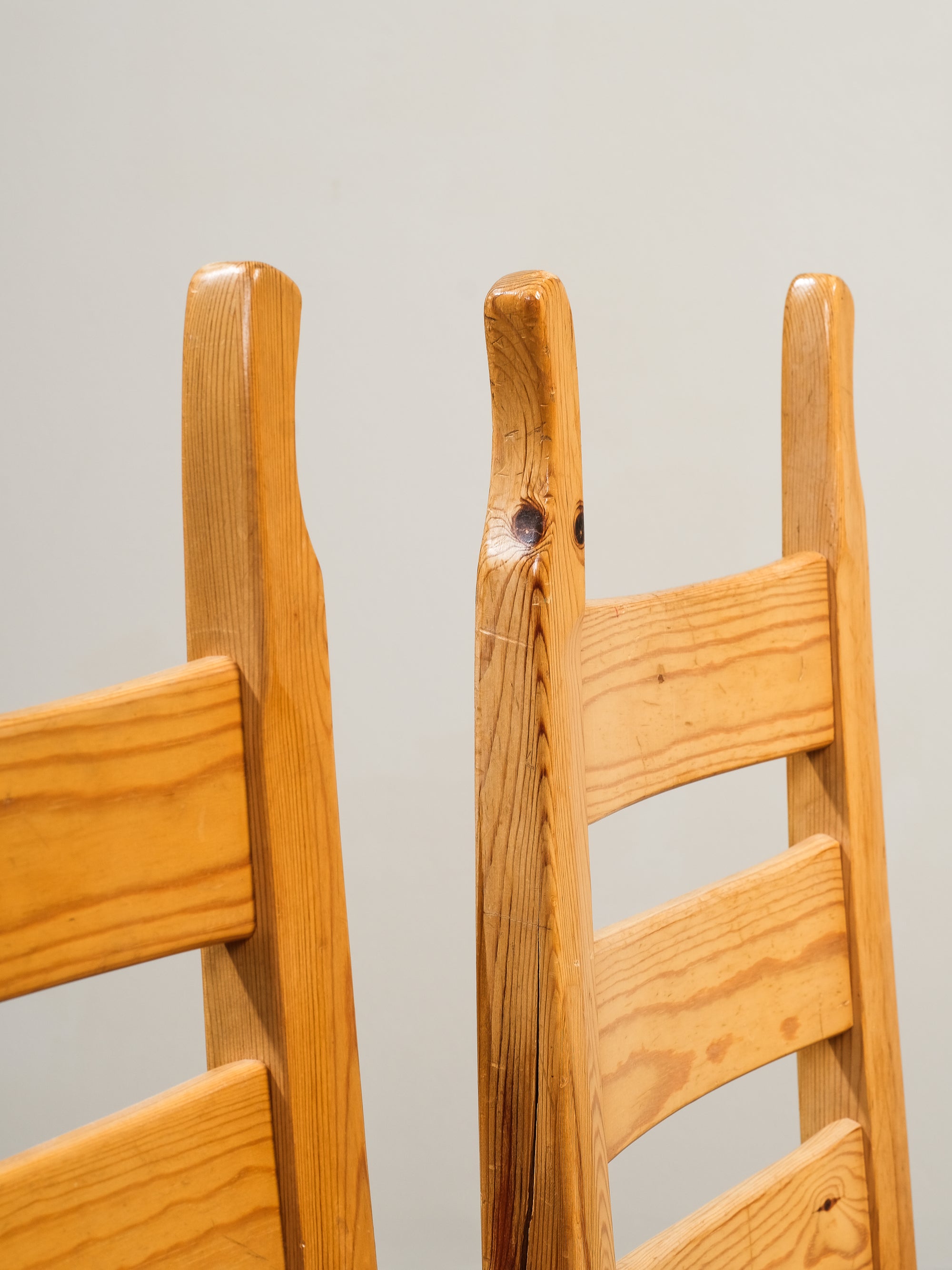 Swedish Ladder Back Dining Chairs in Solid Pine, 1970s, Set of 6