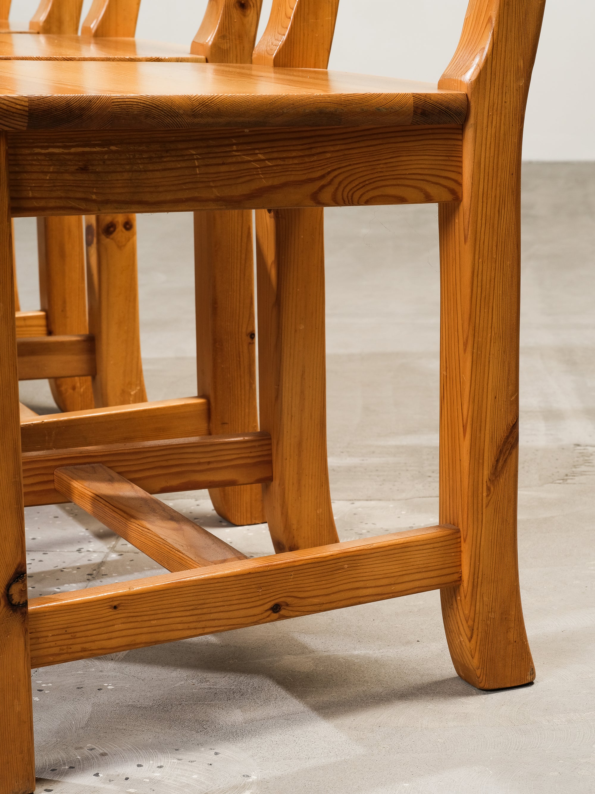 Swedish Ladder Back Dining Chairs in Solid Pine, 1970s, Set of 6