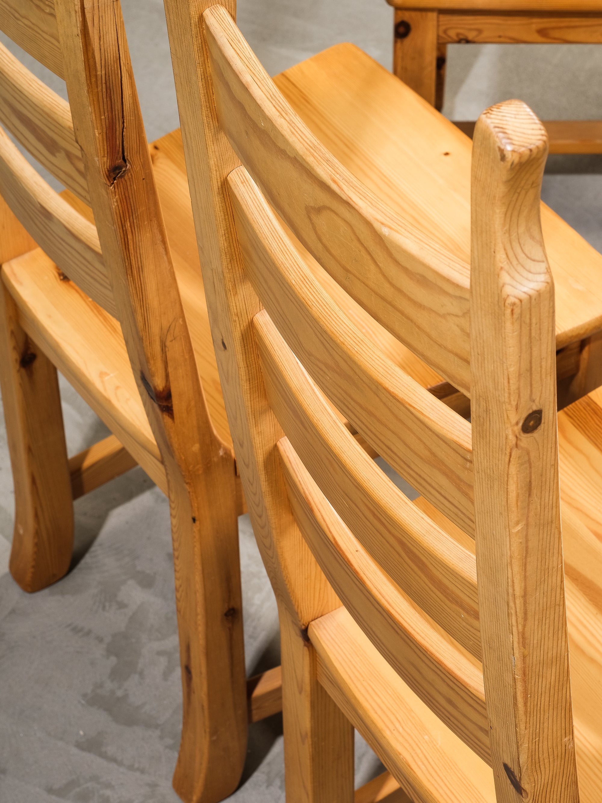 Swedish Ladder Back Dining Chairs in Solid Pine, 1970s, Set of 6