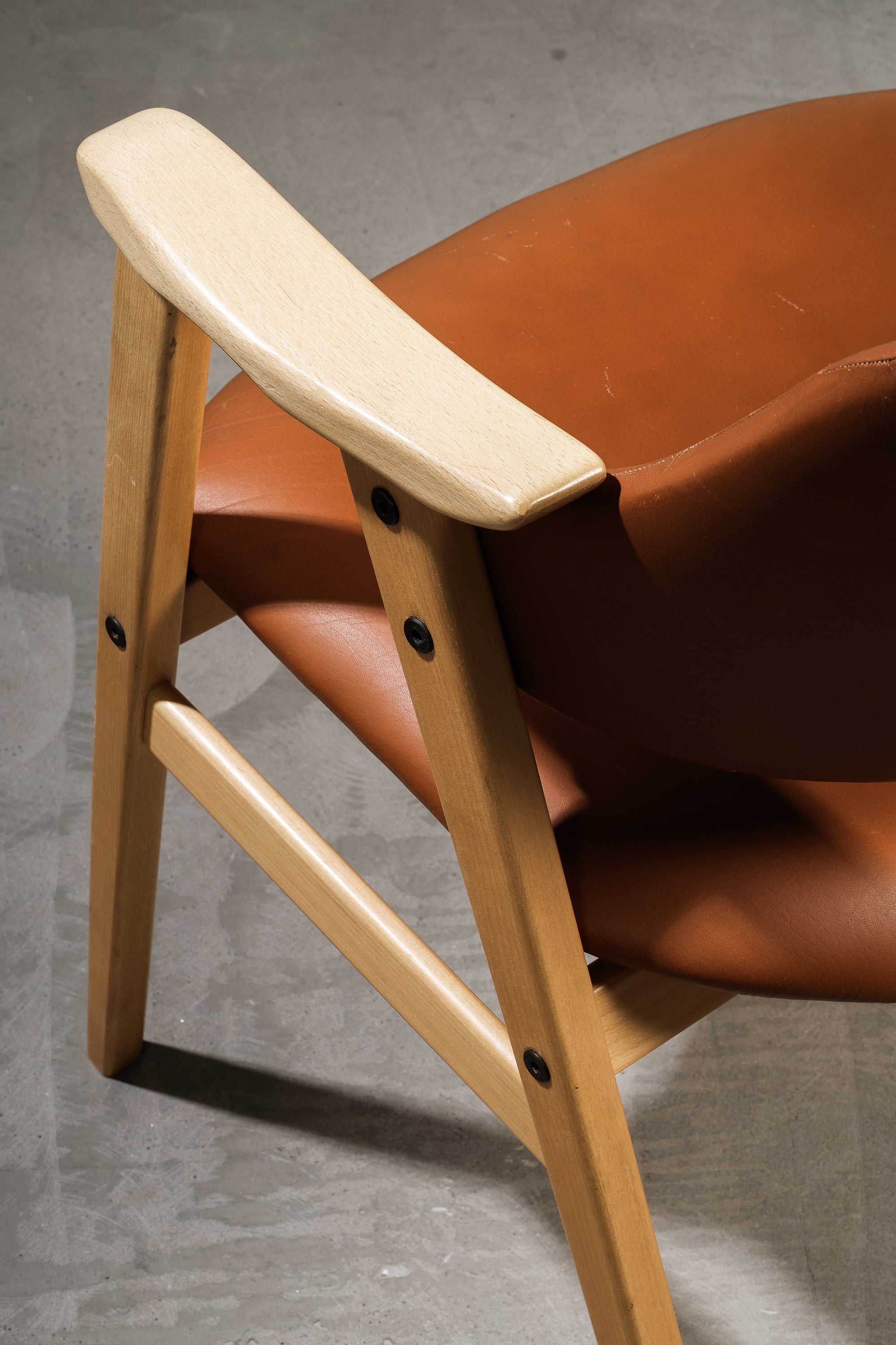 Swedish Birch and Faux Leather Armchair