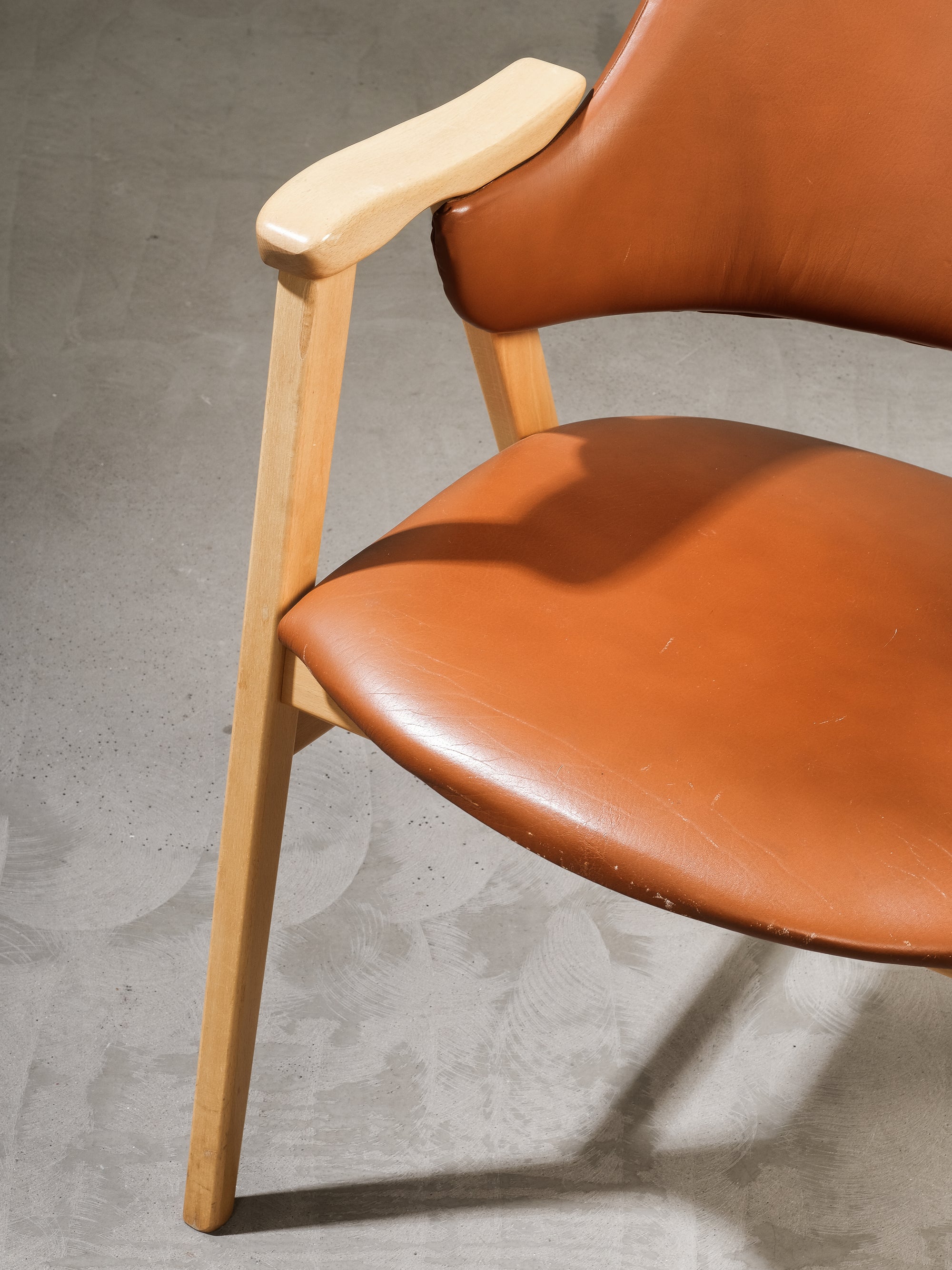 Swedish Birch and Faux Leather Armchair