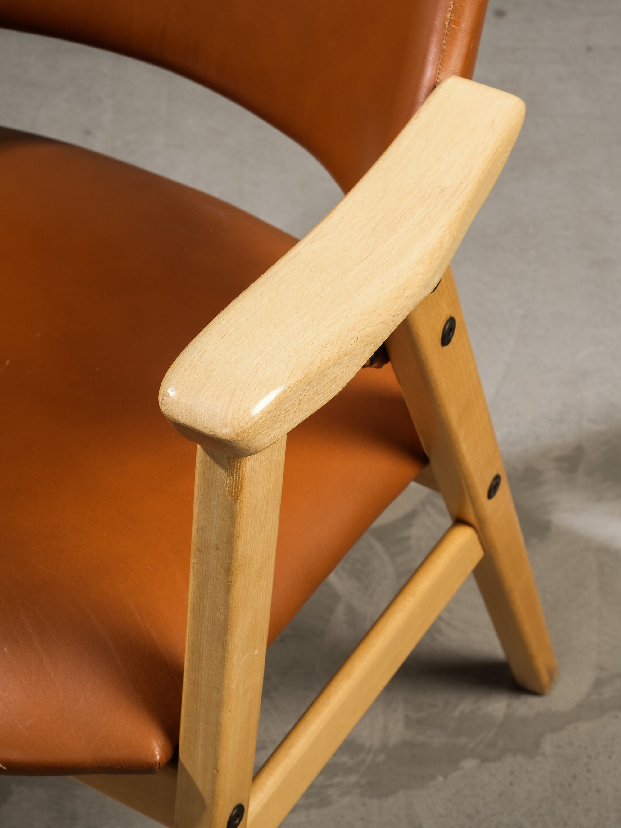 Swedish Birch and Faux Leather Armchair