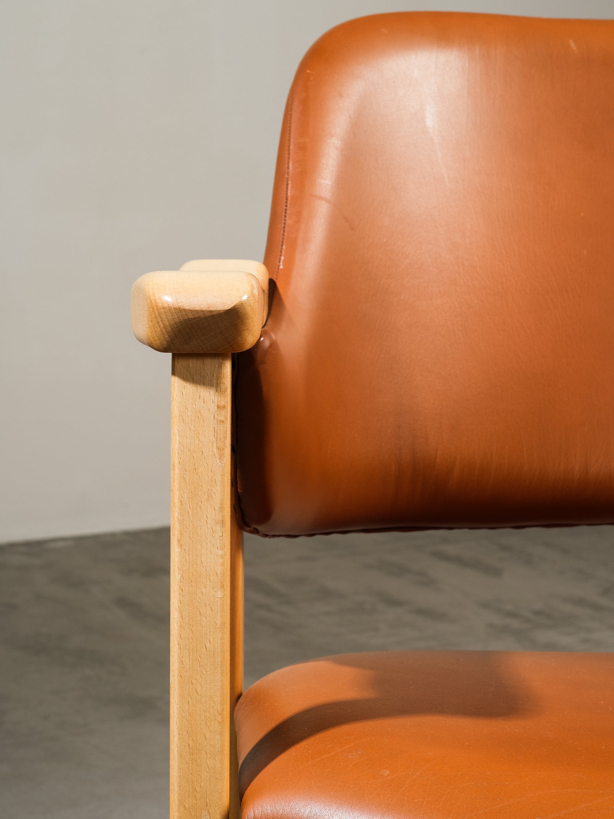 Swedish Birch and Faux Leather Armchair