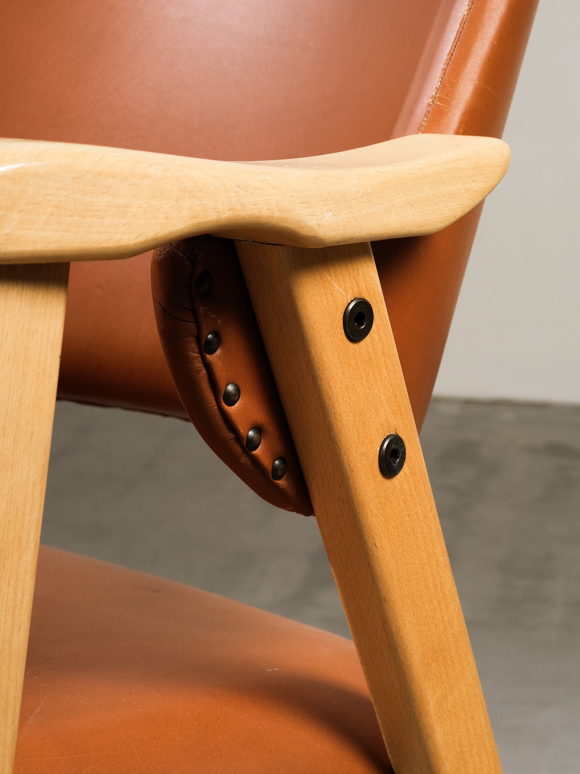 Swedish Birch and Faux Leather Armchair