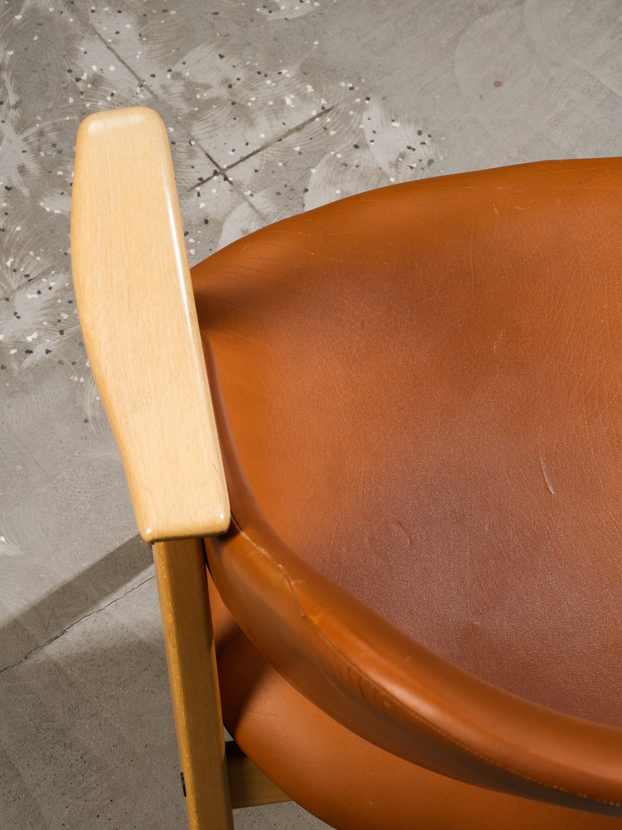 Swedish Birch and Faux Leather Armchair
