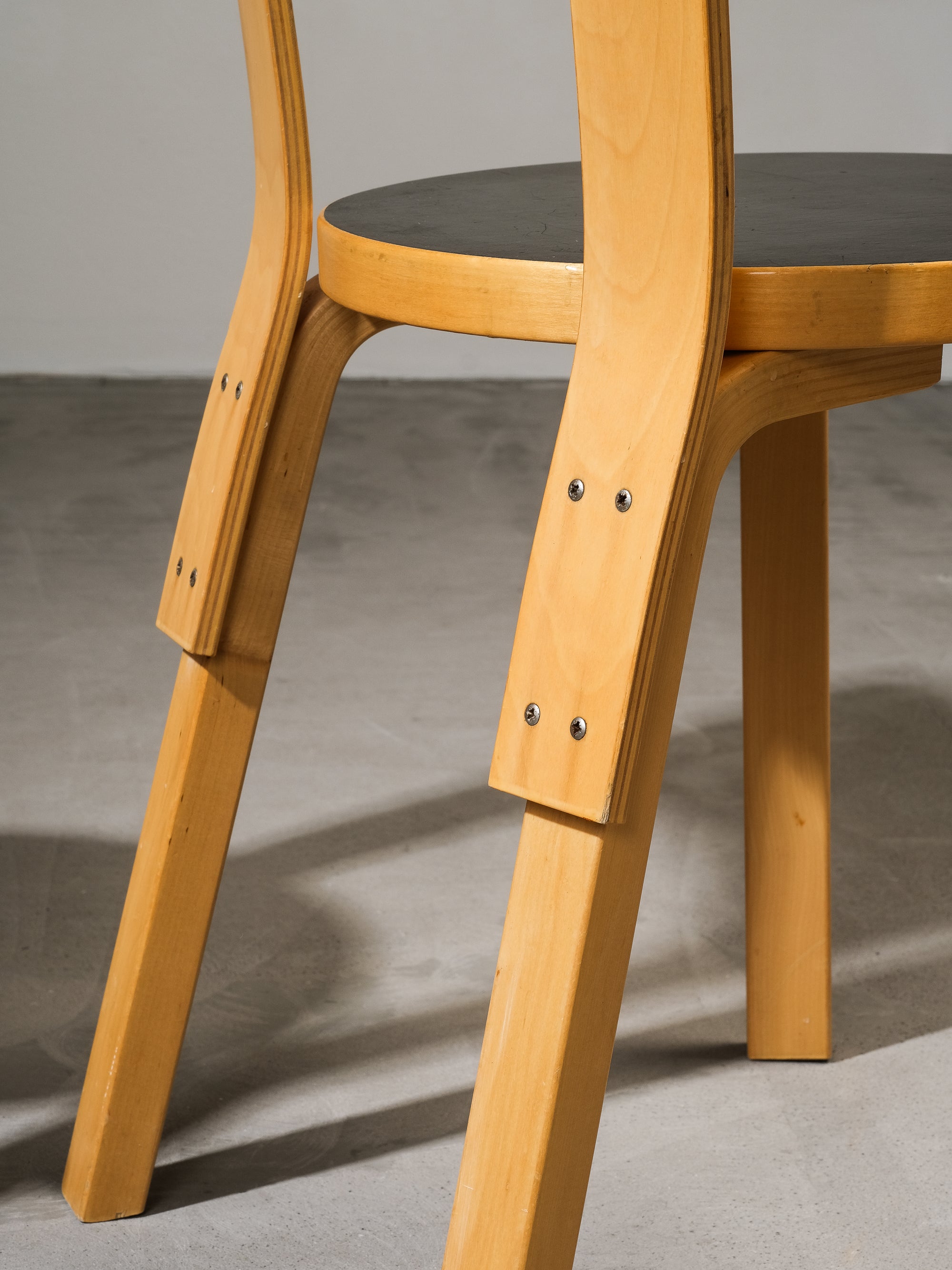 Pair of Model 66 Chairs with Black Linoleum Seat by Alvar Aalto for Artek