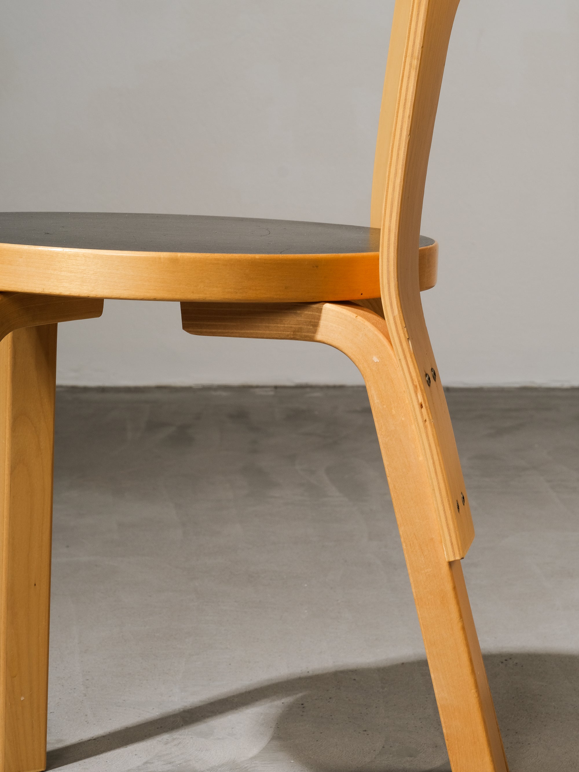 Pair of Model 66 Chairs with Black Linoleum Seat by Alvar Aalto for Artek