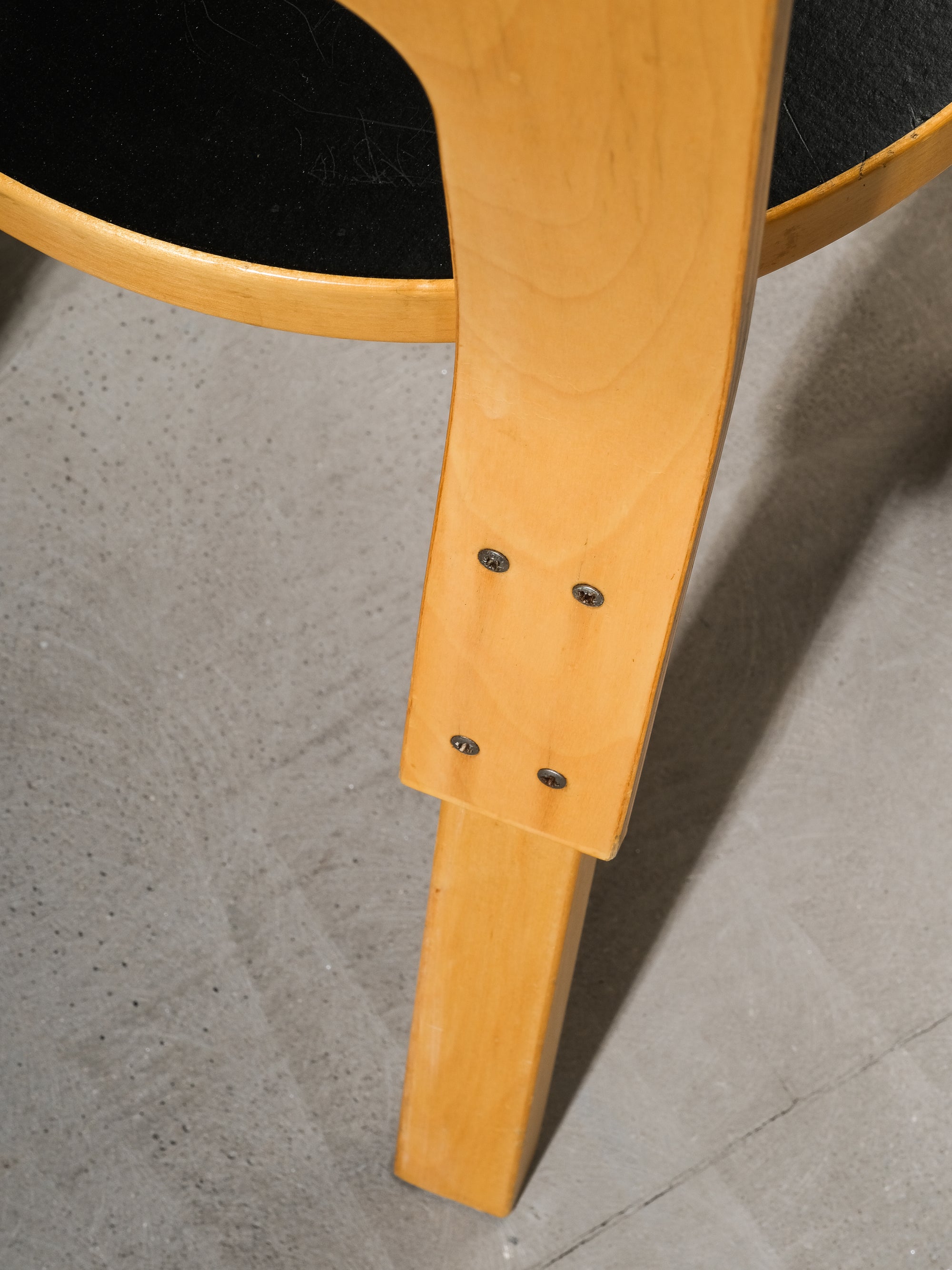 Pair of Model 66 Chairs with Black Linoleum Seat by Alvar Aalto for Artek
