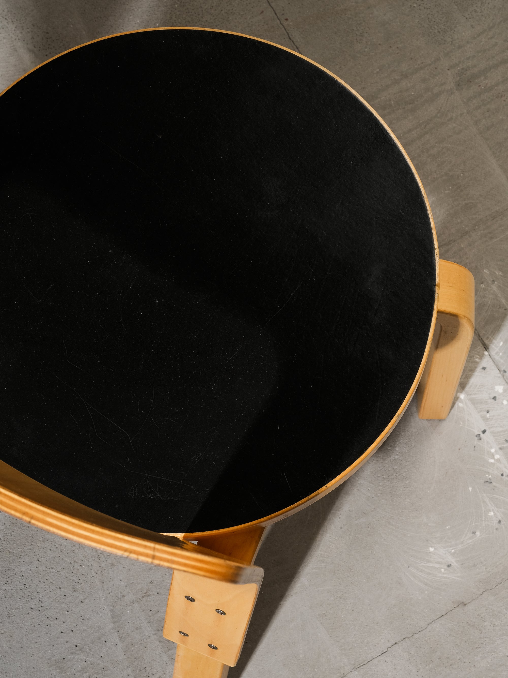 Pair of Model 66 Chairs with Black Linoleum Seat by Alvar Aalto for Artek