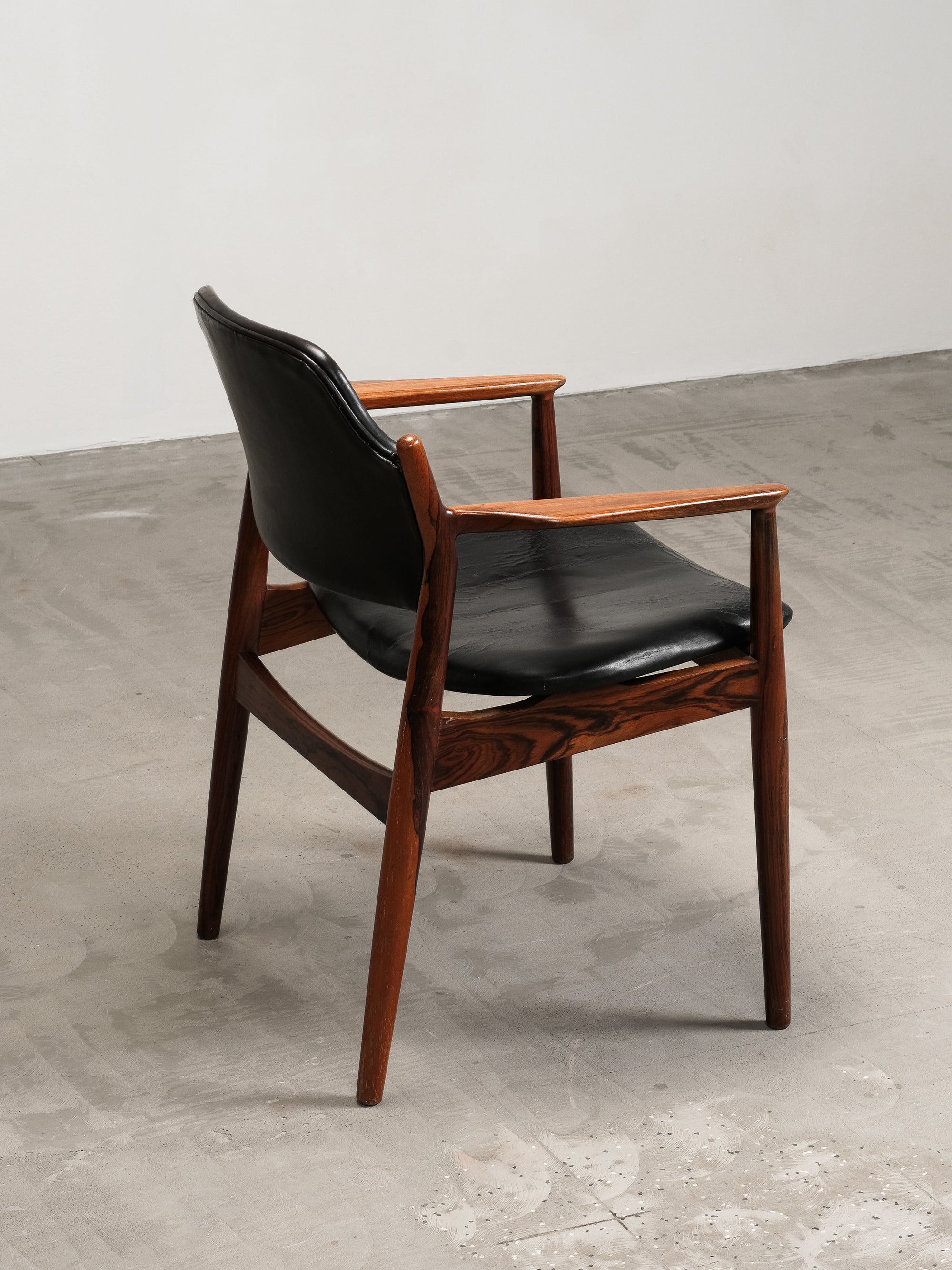 Model 62A Armchair in Black Leather and Rosewood by Arne Vodder, Denmark, 1960s