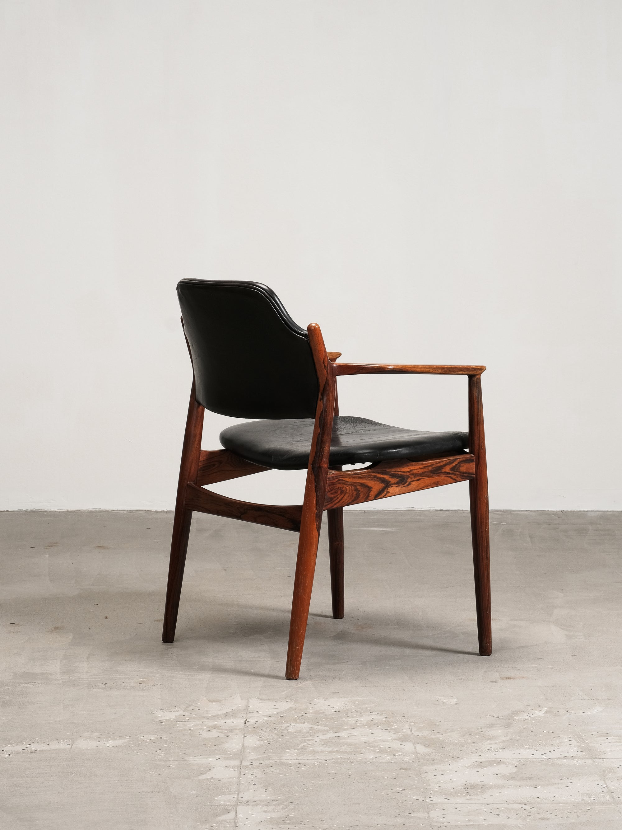 Model 62A Armchair in Black Leather and Rosewood by Arne Vodder, Denmark, 1960s