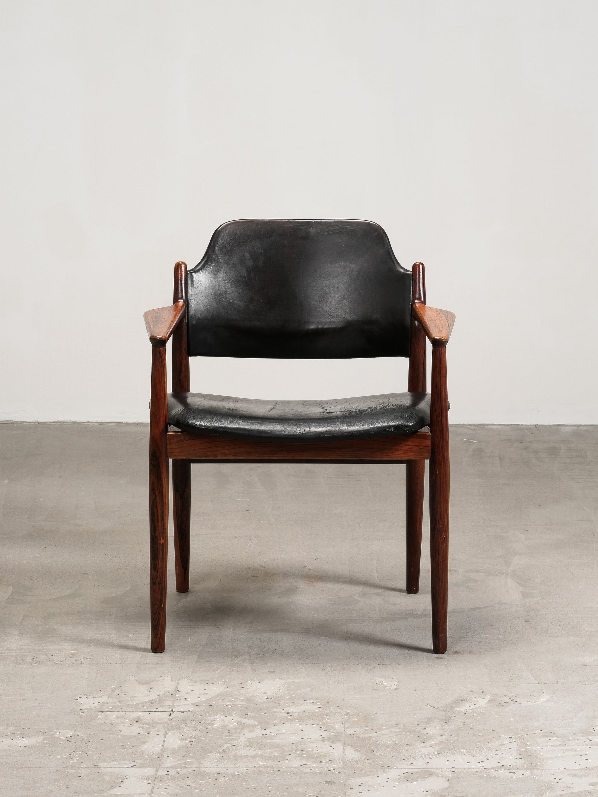 Model 62A Armchair in Black Leather and Rosewood by Arne Vodder, Denmark, 1960s