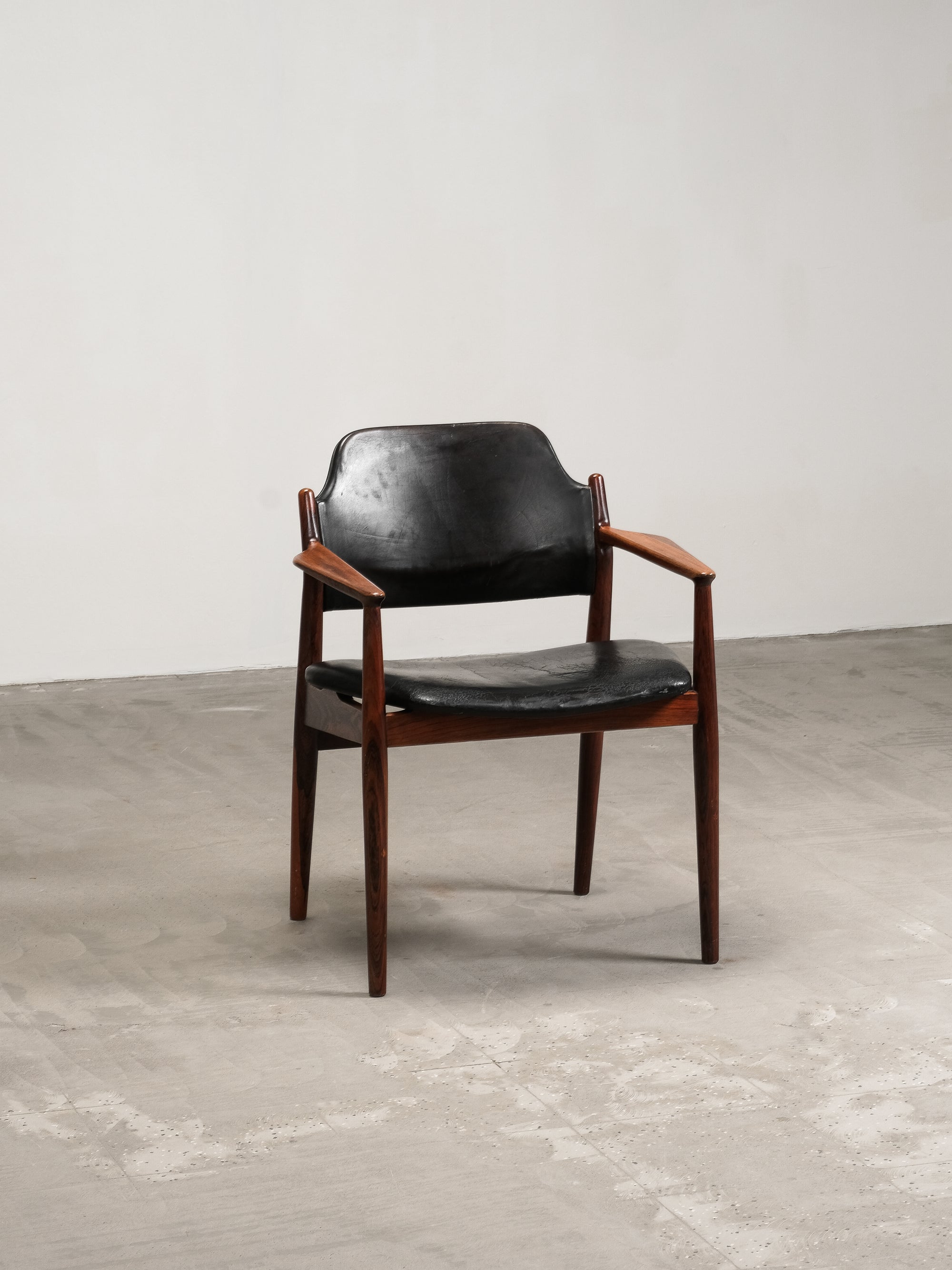 Model 62A Armchair in Black Leather and Rosewood by Arne Vodder, Denmark, 1960s