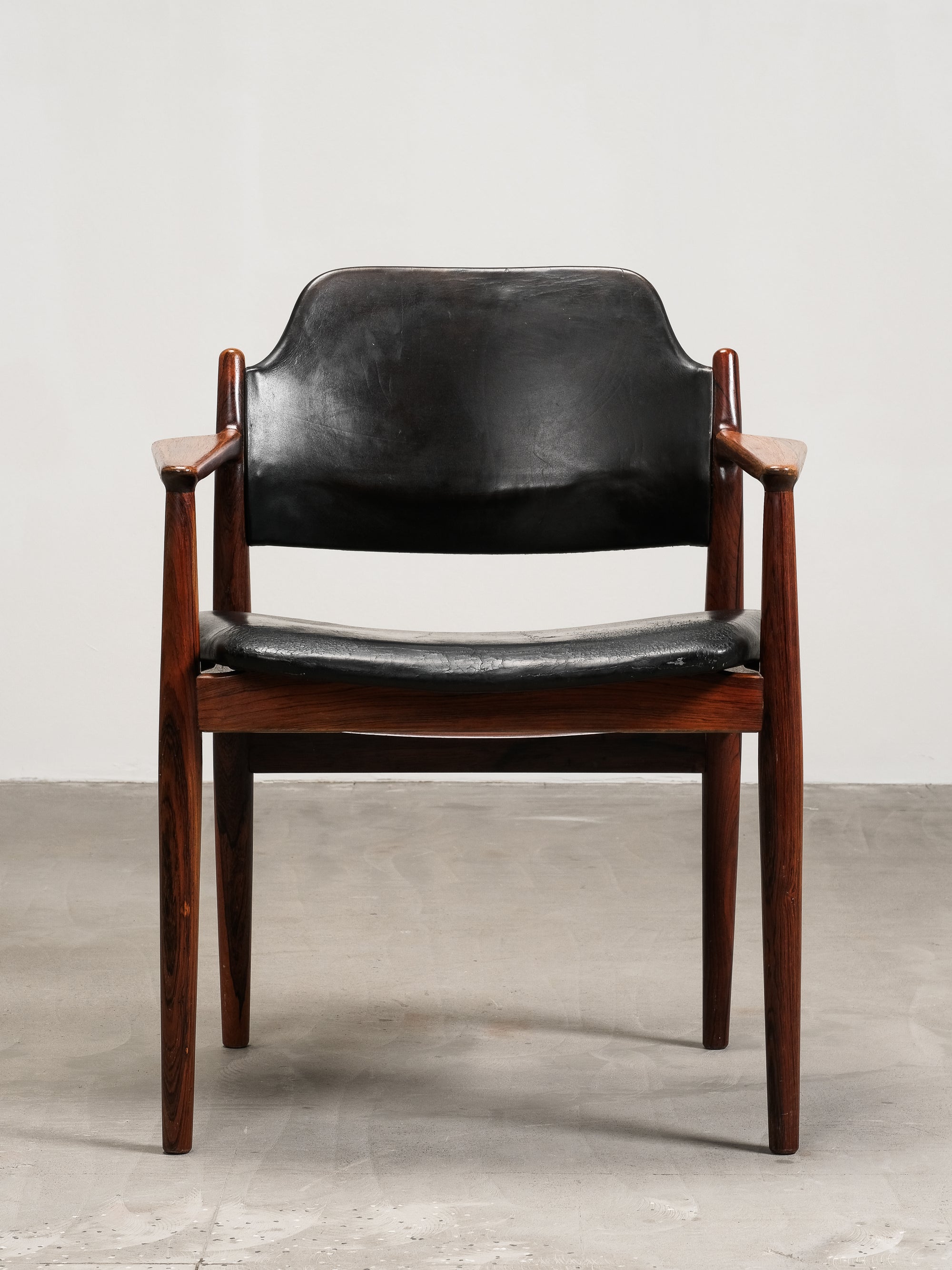 Model 62A Armchair in Black Leather and Rosewood by Arne Vodder, Denmark, 1960s