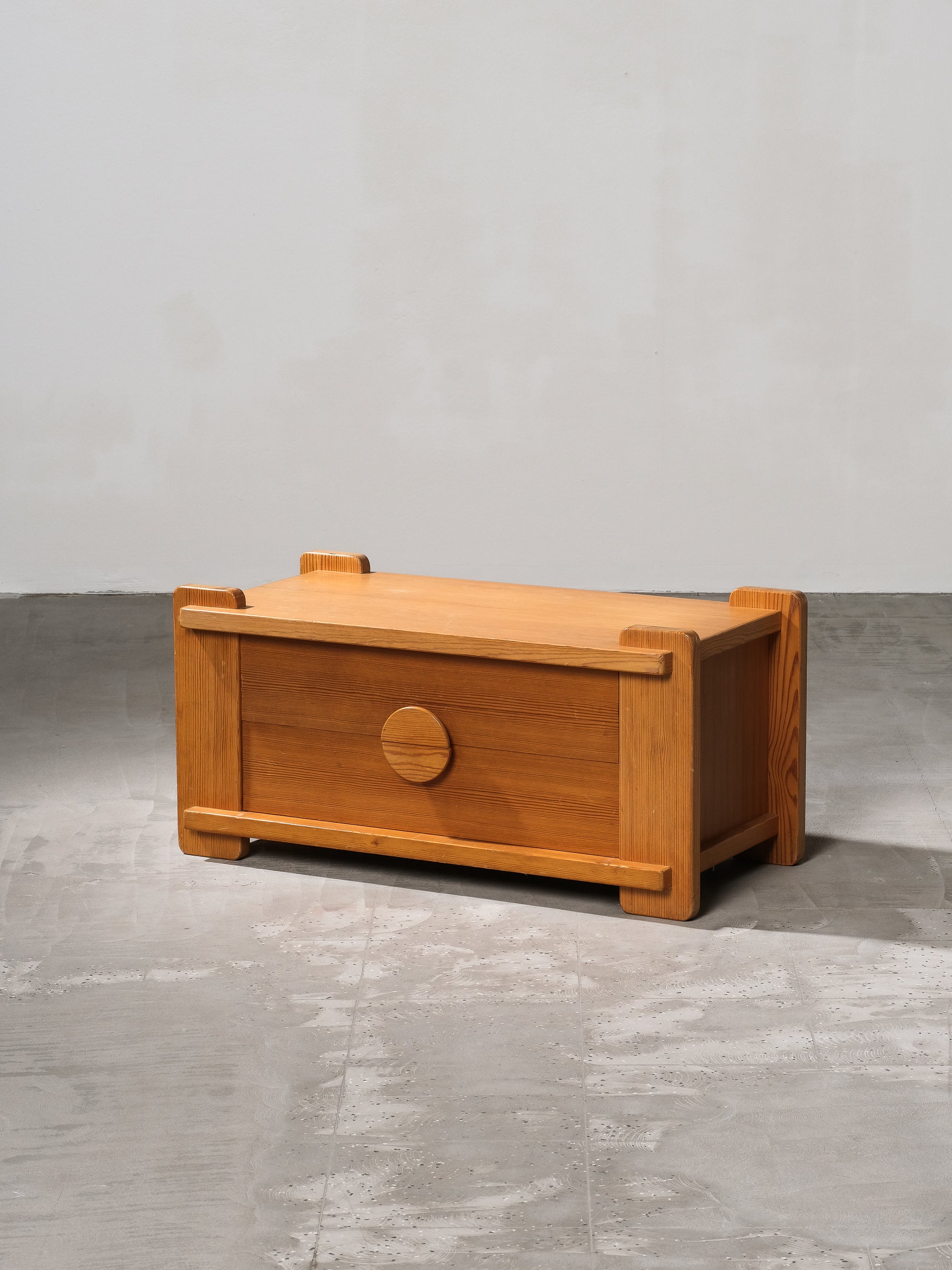 Solid Pine Low Drawer, Sweden, 1970s
