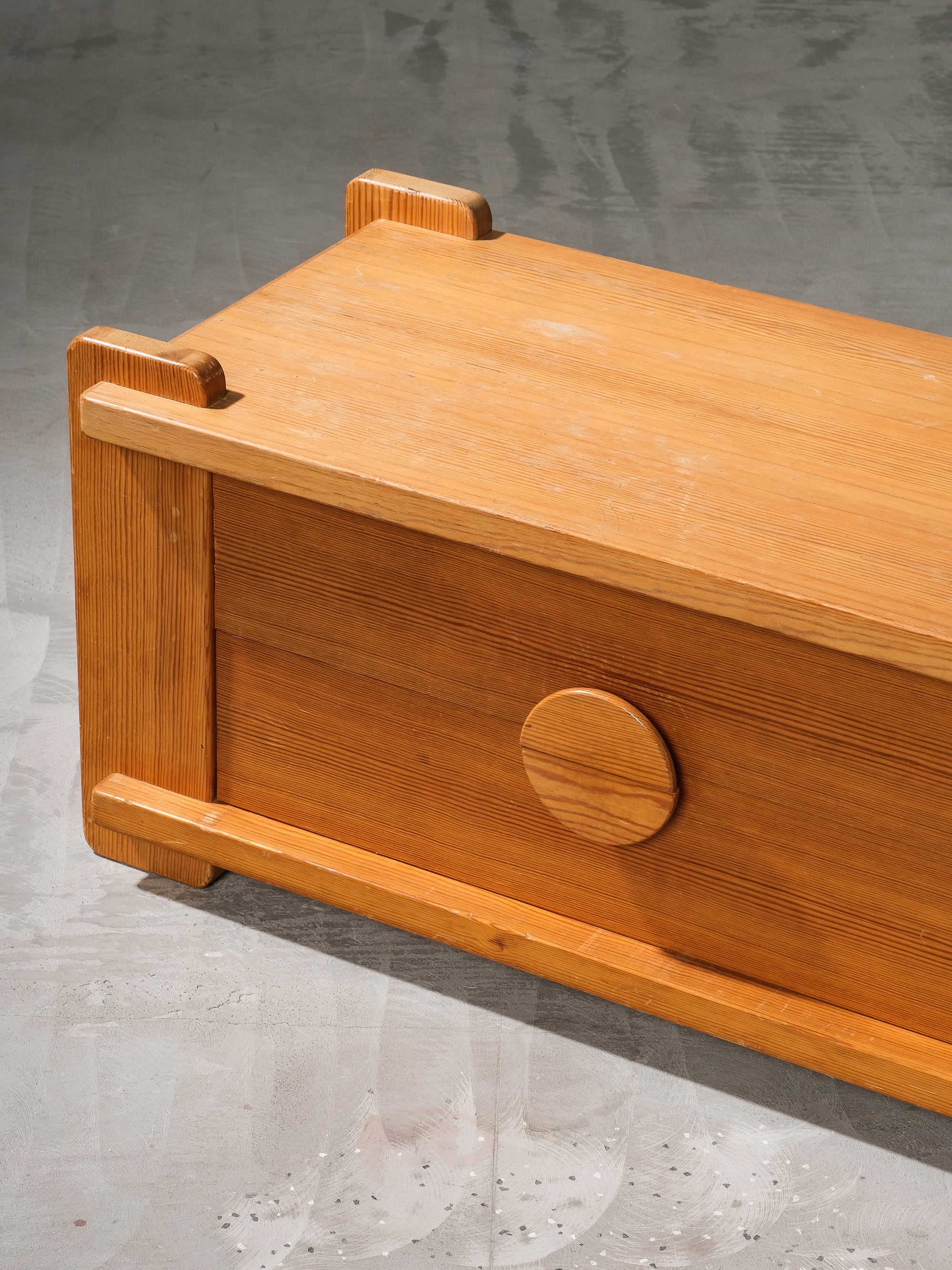 Solid Pine Low Drawer, Sweden, 1970s