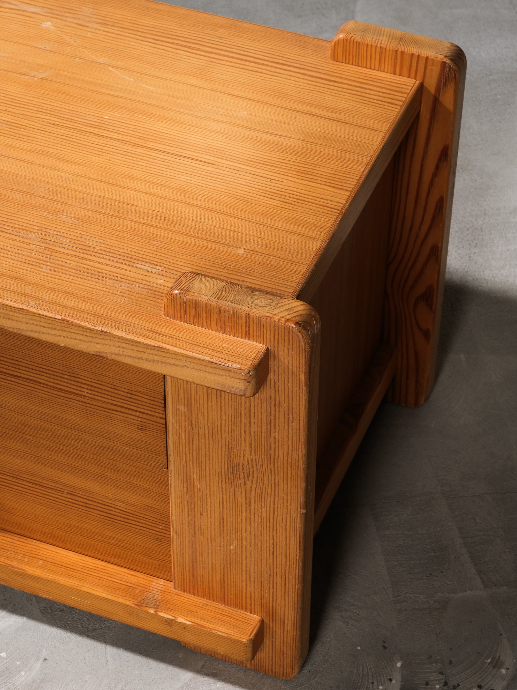 Solid Pine Low Drawer, Sweden, 1970s