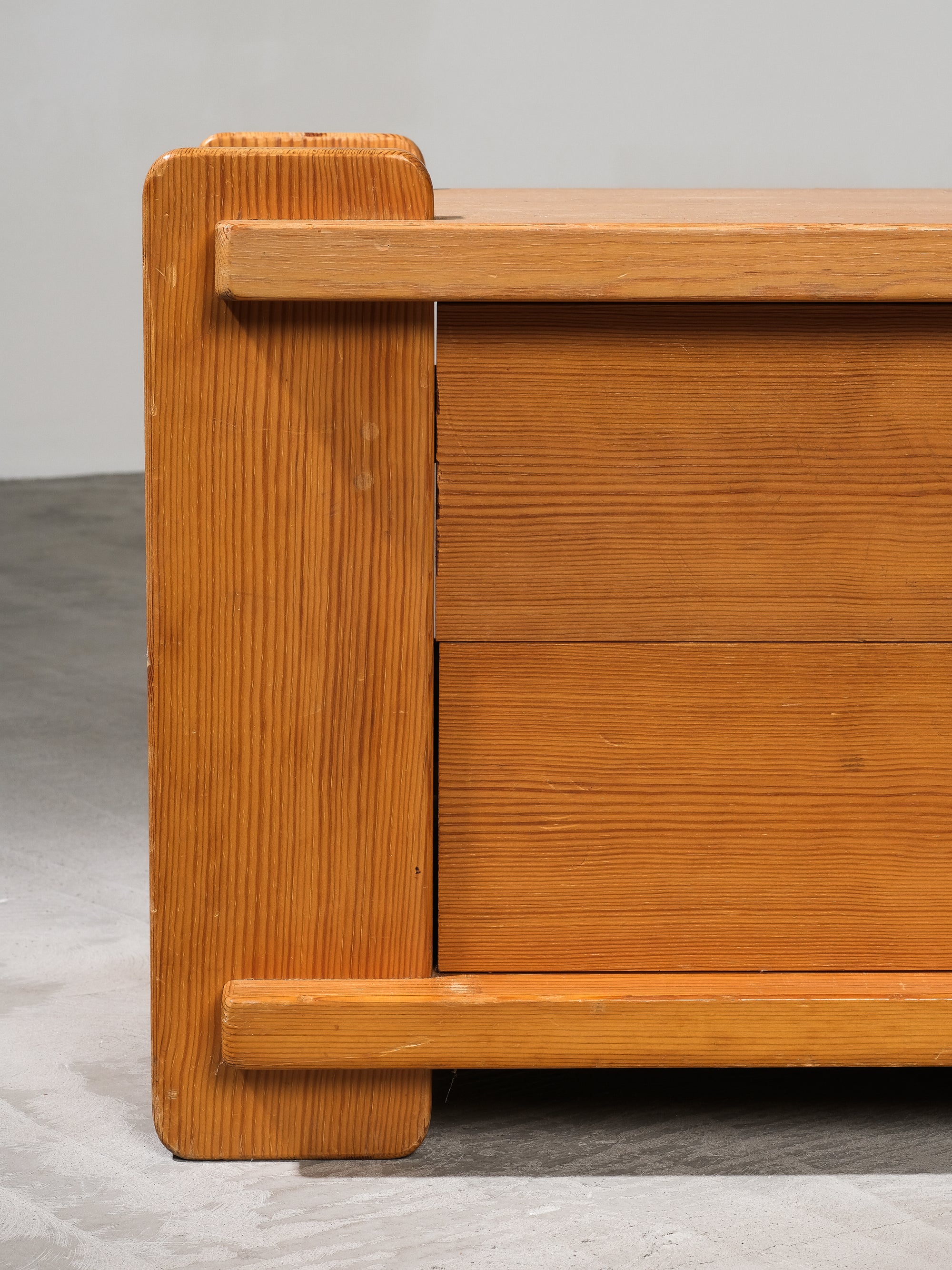 Solid Pine Low Drawer, Sweden, 1970s