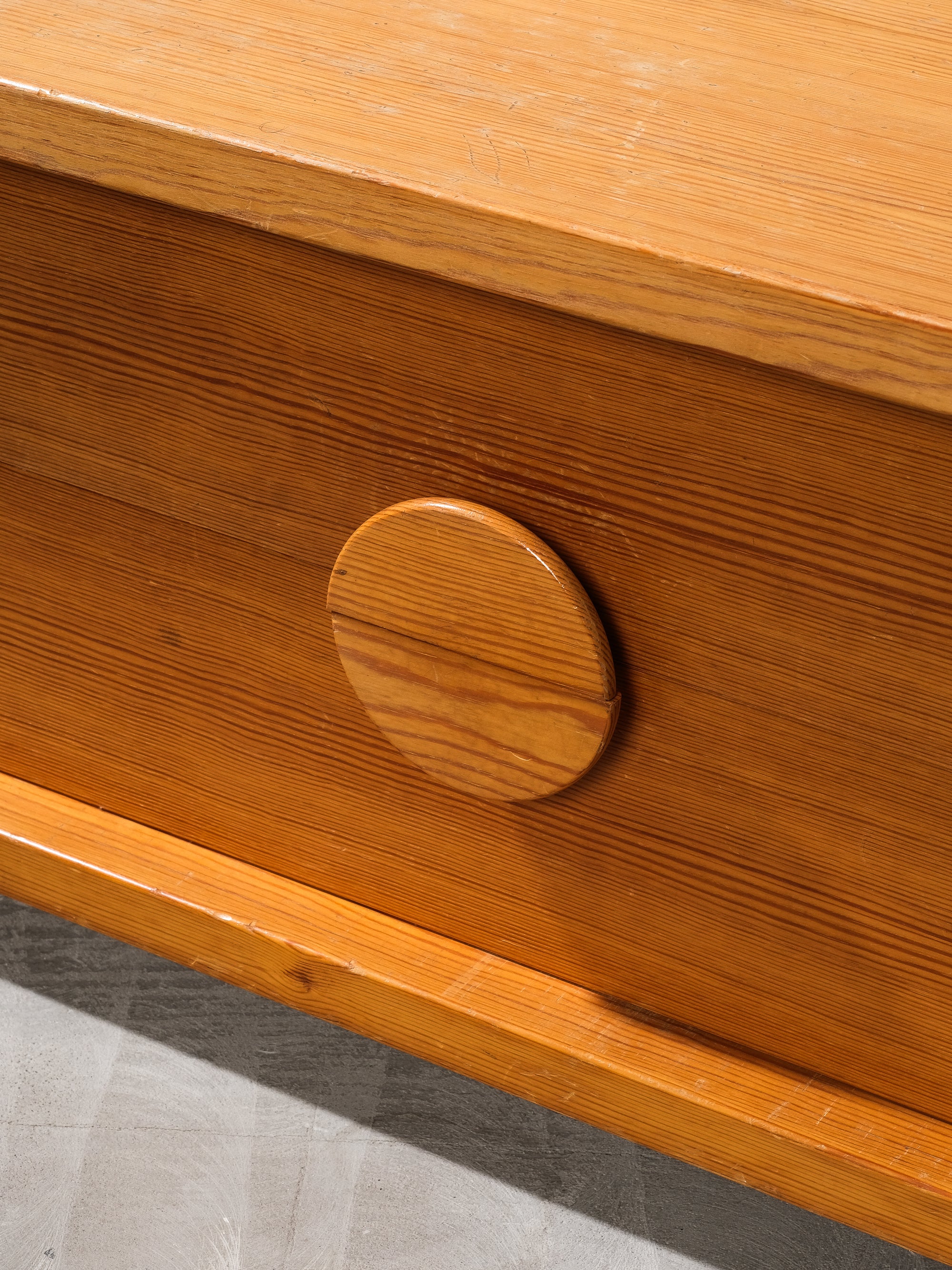 Solid Pine Low Drawer, Sweden, 1970s
