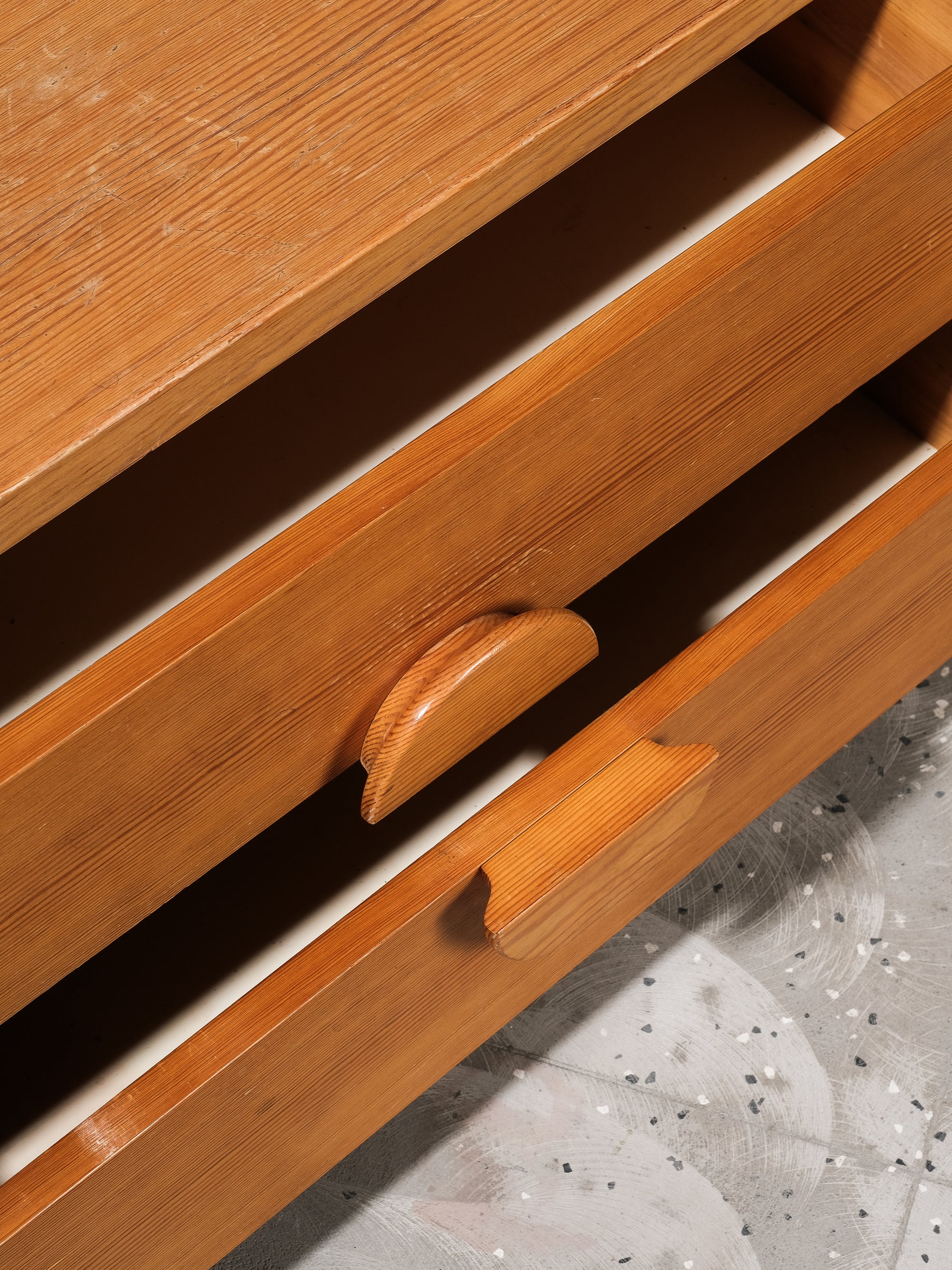 Solid Pine Low Drawer, Sweden, 1970s