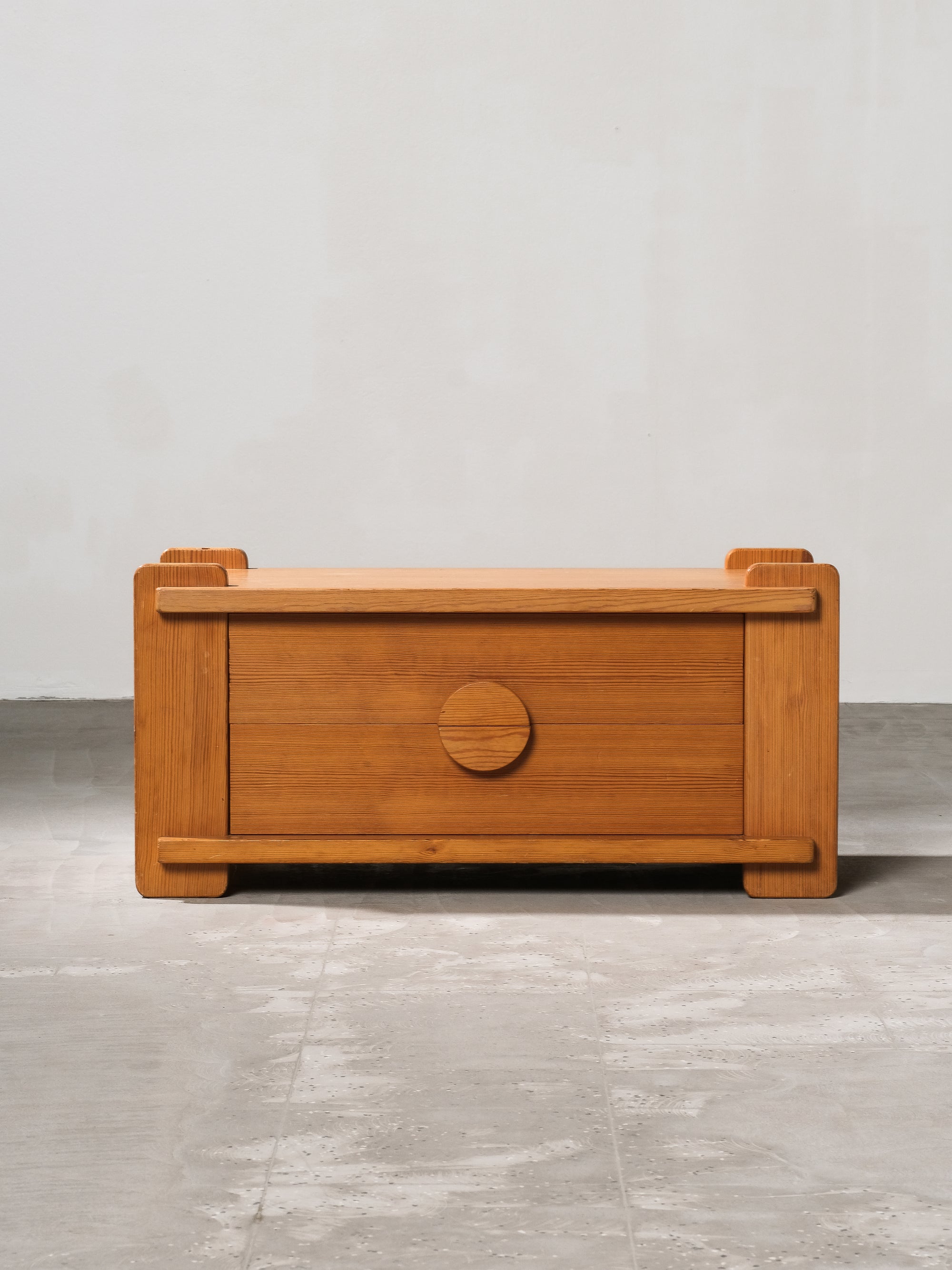 Solid Pine Low Drawer, Sweden, 1970s