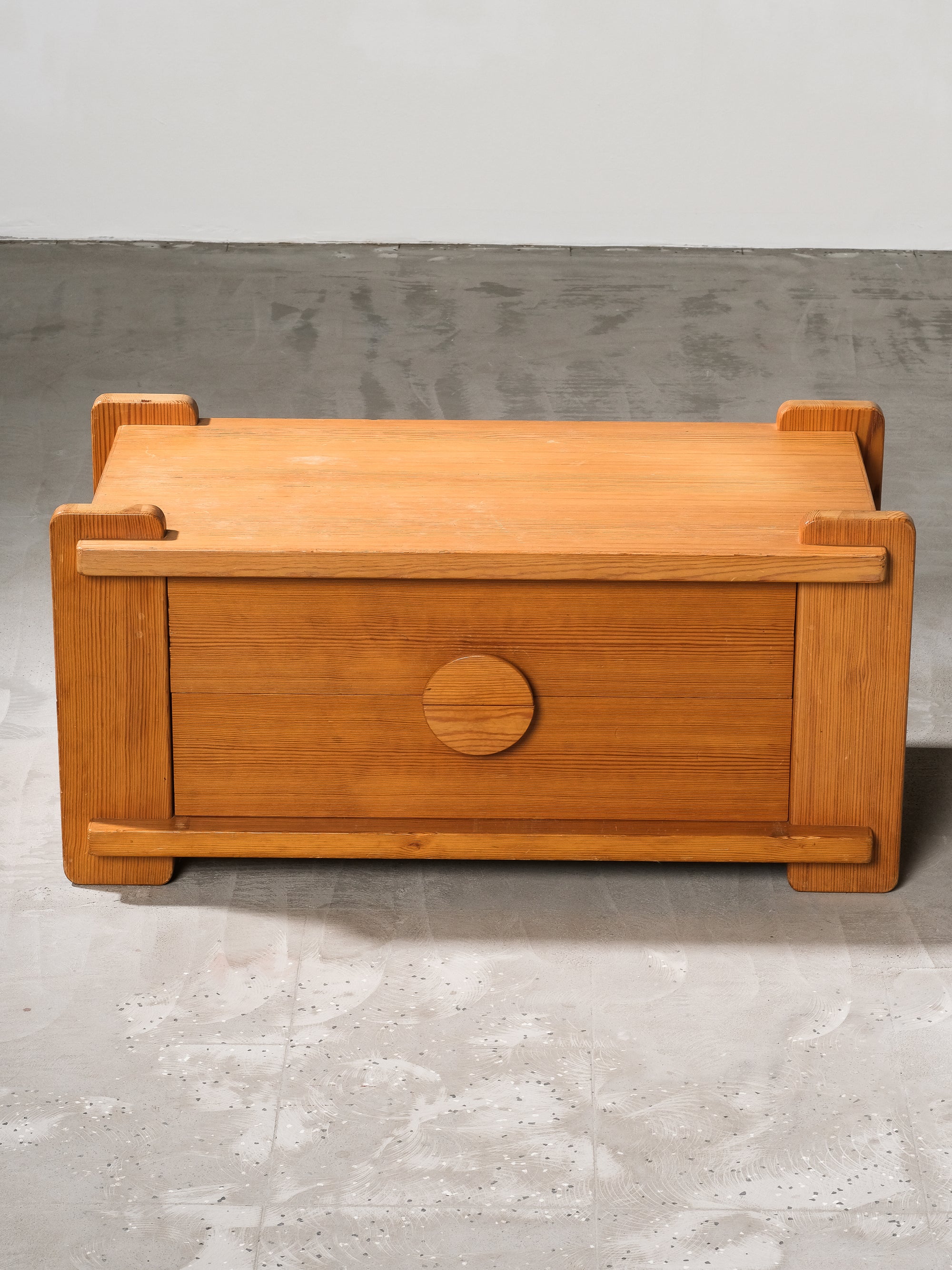 Solid Pine Low Drawer, Sweden, 1970s