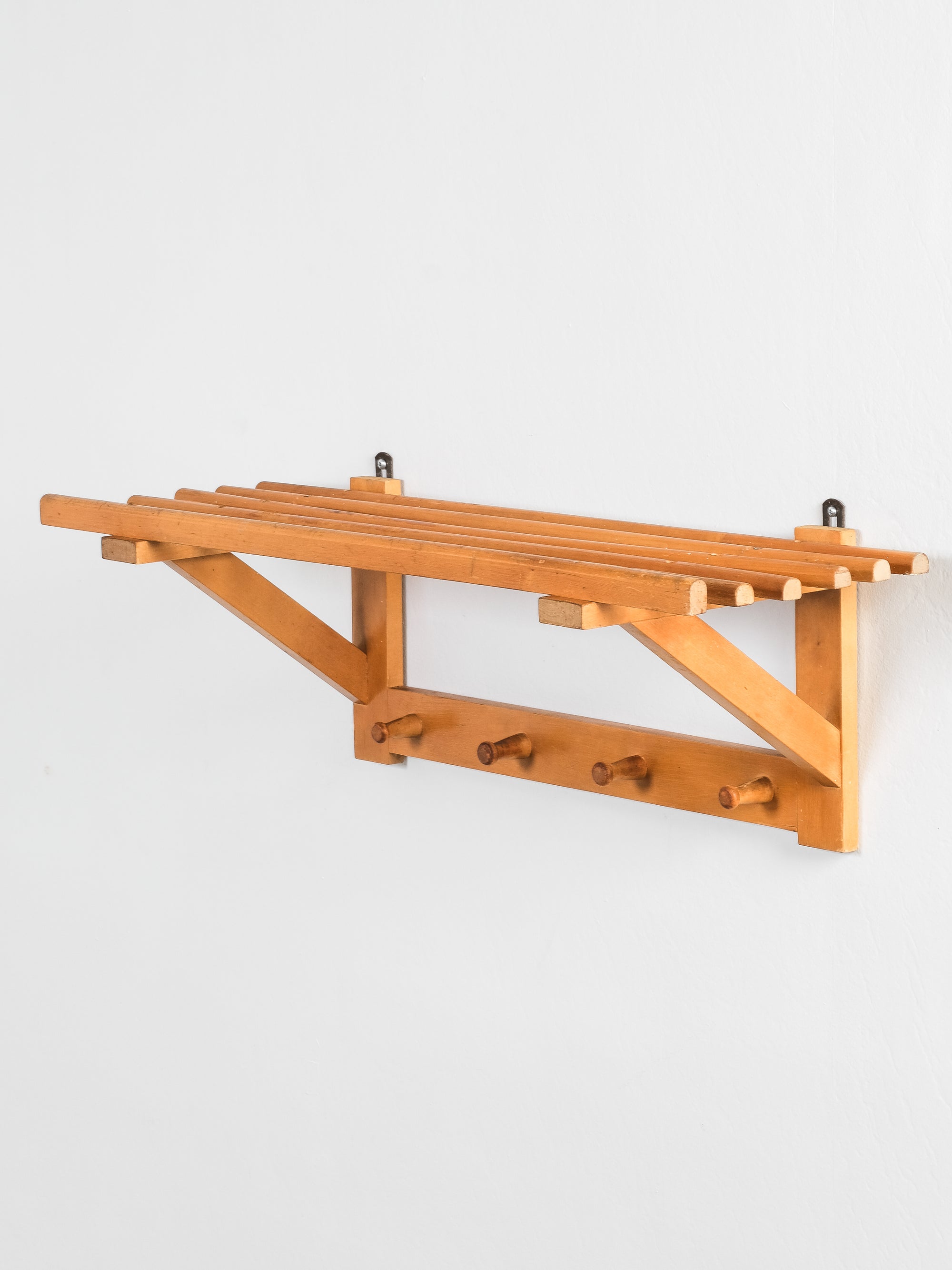 Wooden Wall Mount Coat Rack, 1950s