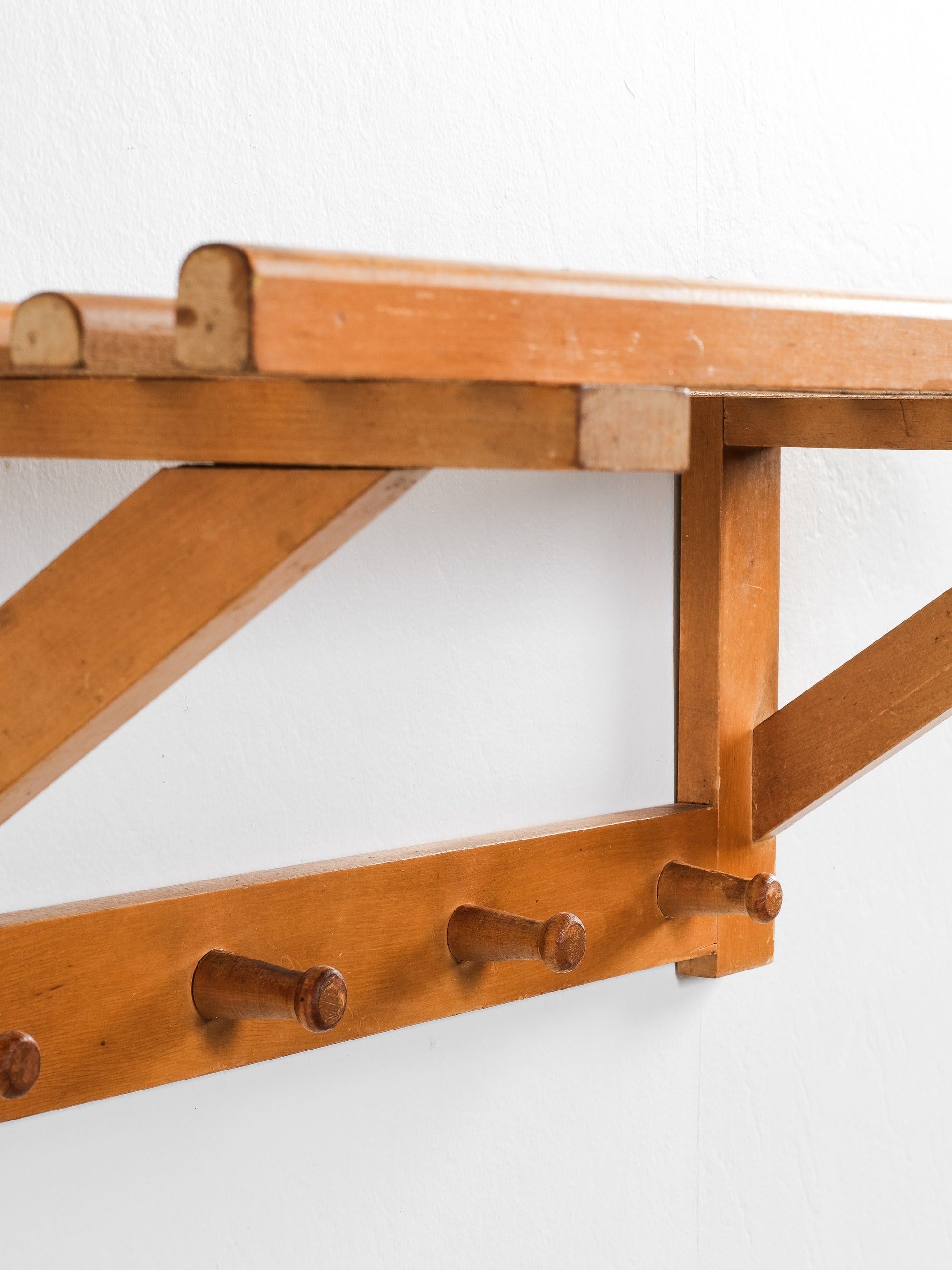 Wooden Wall Mount Coat Rack, 1950s