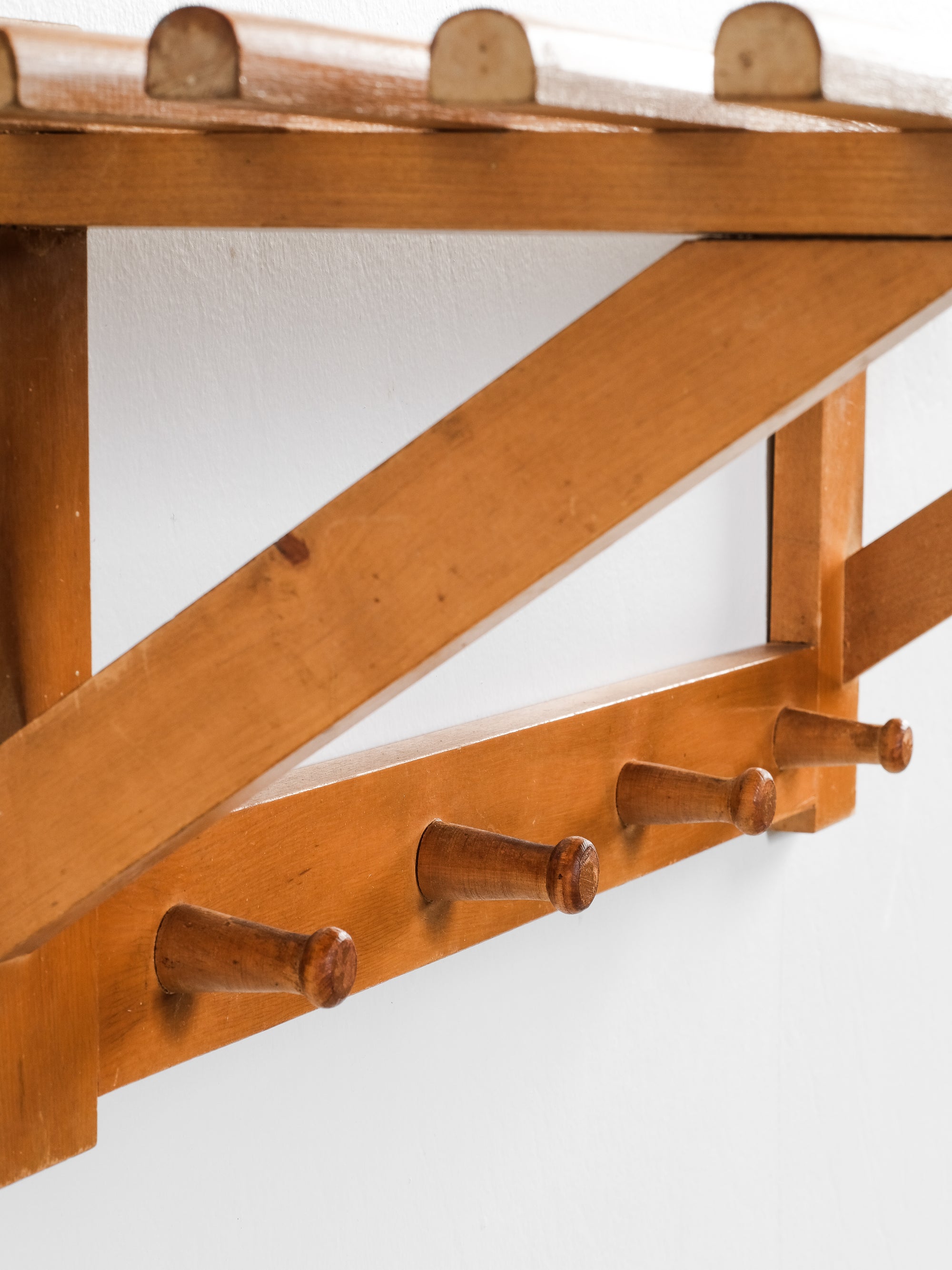 Wooden Wall Mount Coat Rack, 1950s